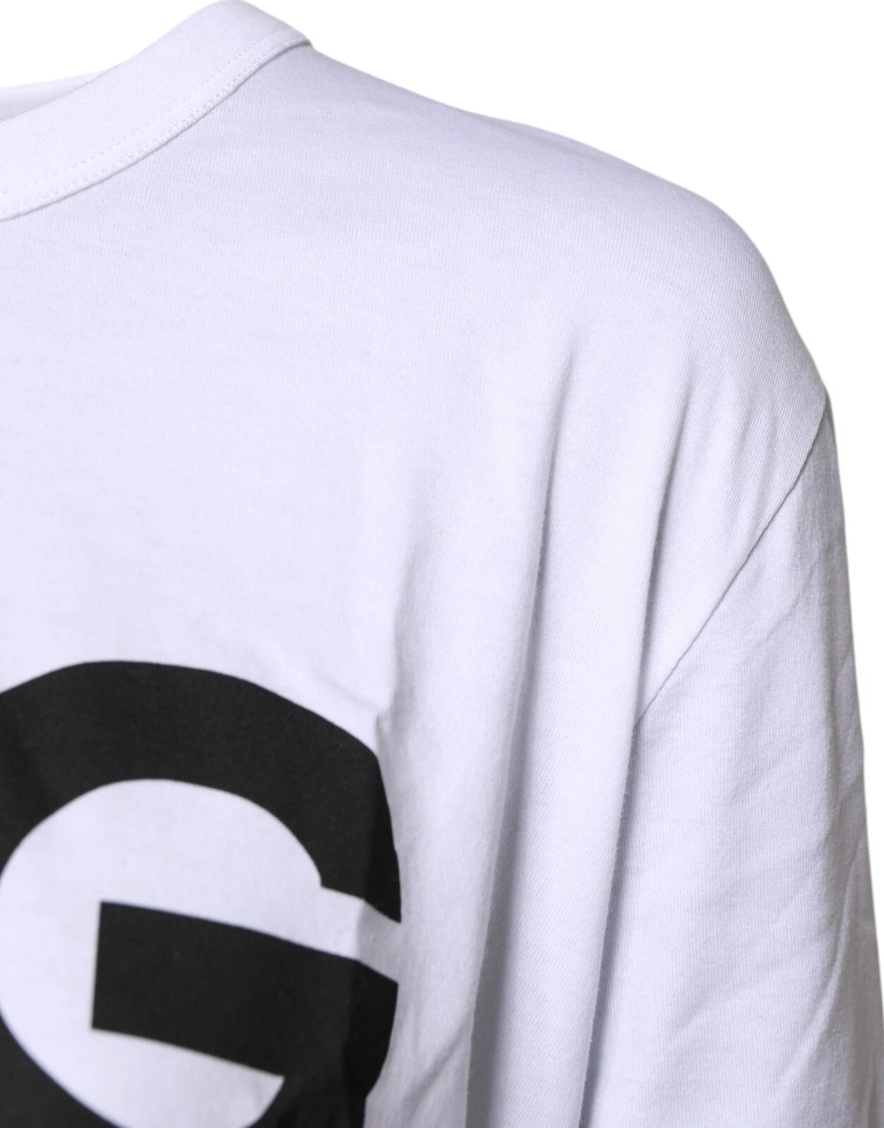 Dolce & Gabbana White Graphic Print Cotton Crew Neck T-shirt | Regal Royce