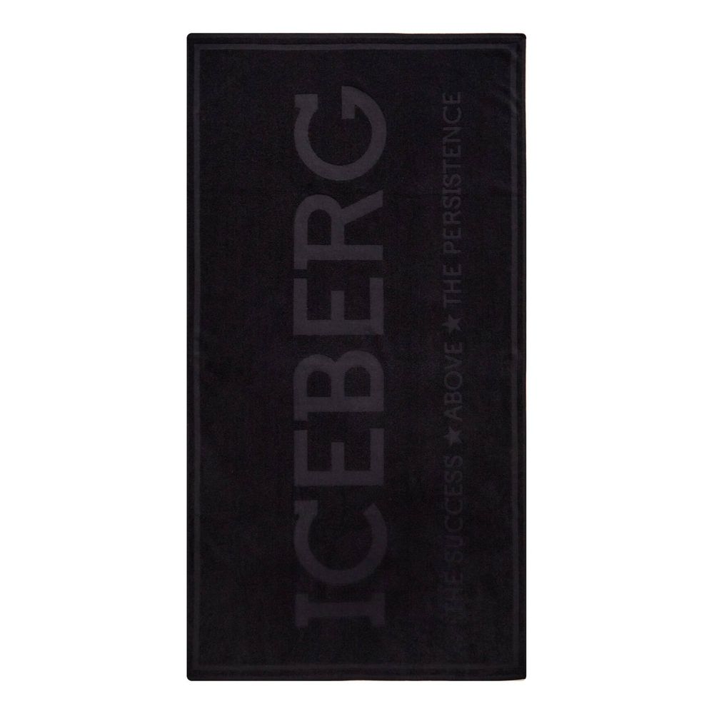 Iceberg Black Cotton Men's Beach Towel | Regal Royce