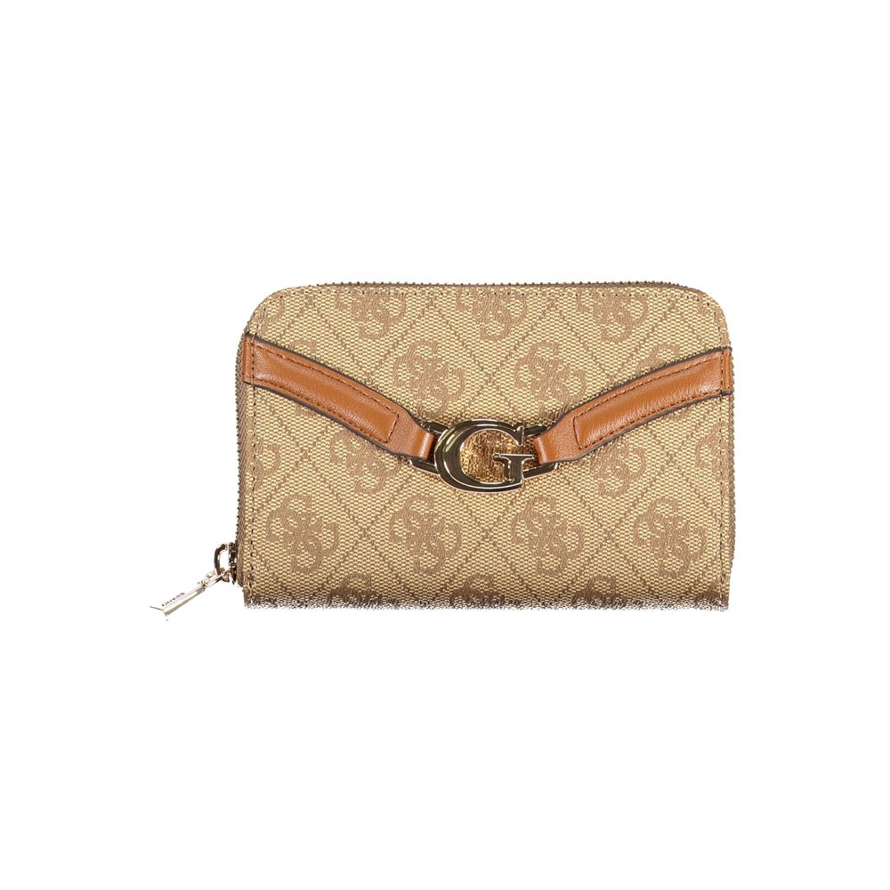 Guess Jeans Beige Polyurethane Women Wallet | Regal Royce
