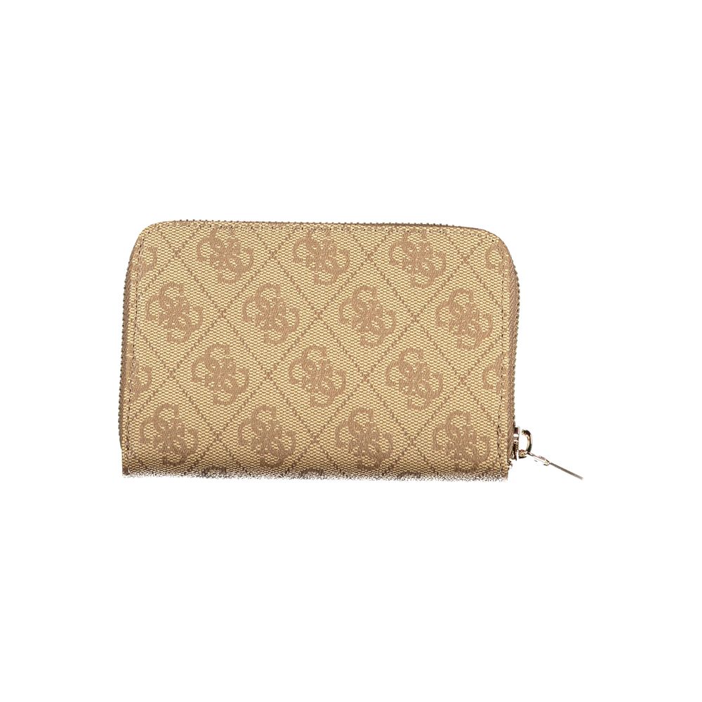 Guess Jeans Beige Polyurethane Women Wallet | Regal Royce