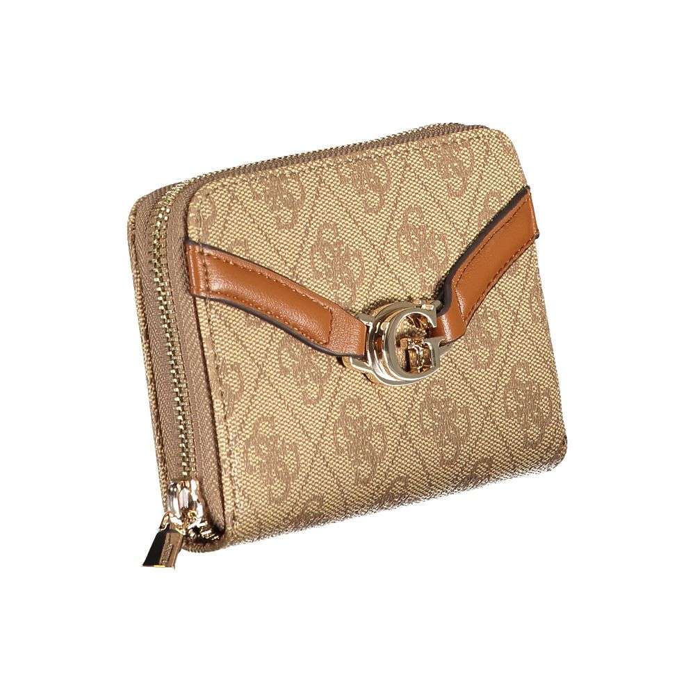 Guess Jeans Beige Polyurethane Women Wallet | Regal Royce