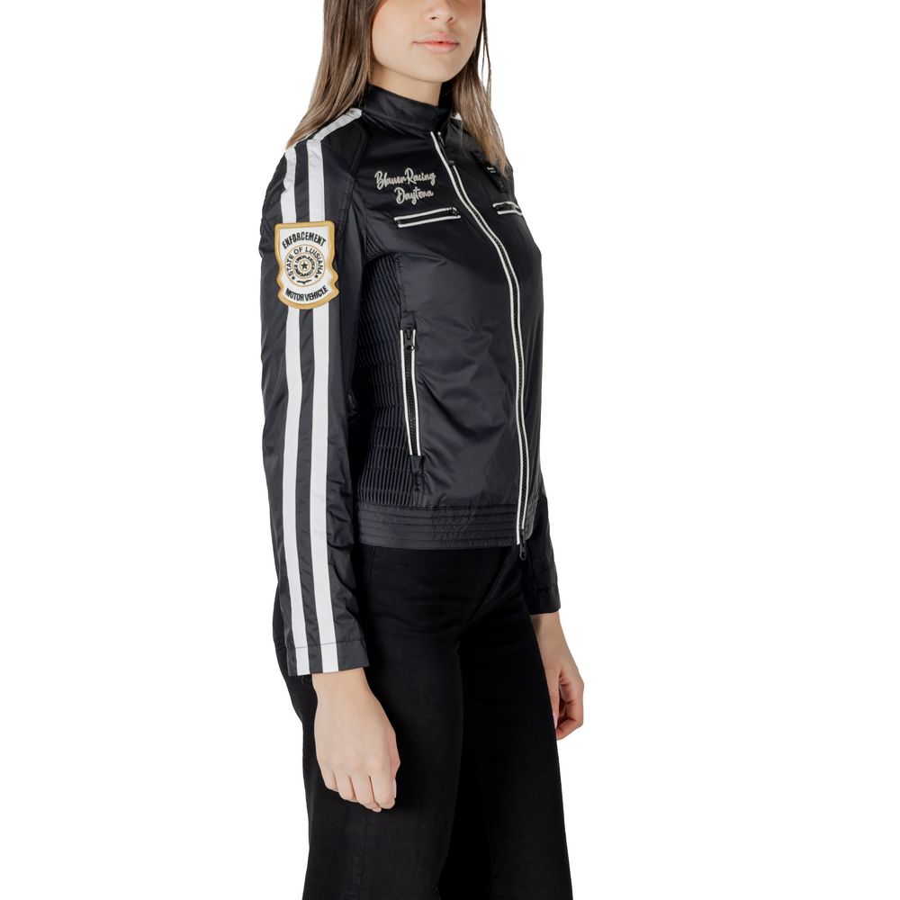 Blauer Black Polyamide Biker Jacket | Regal Royce
