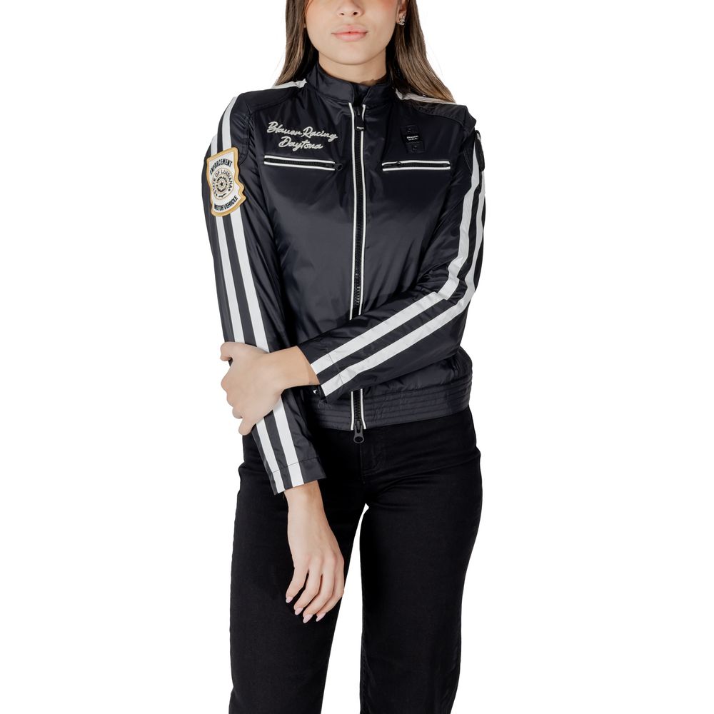 Blauer Black Polyamide Biker Jacket | Regal Royce