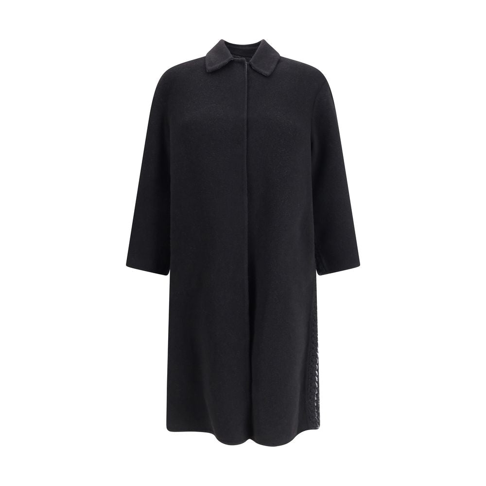 Fabiana Filippi Black Fleece Wool Coat