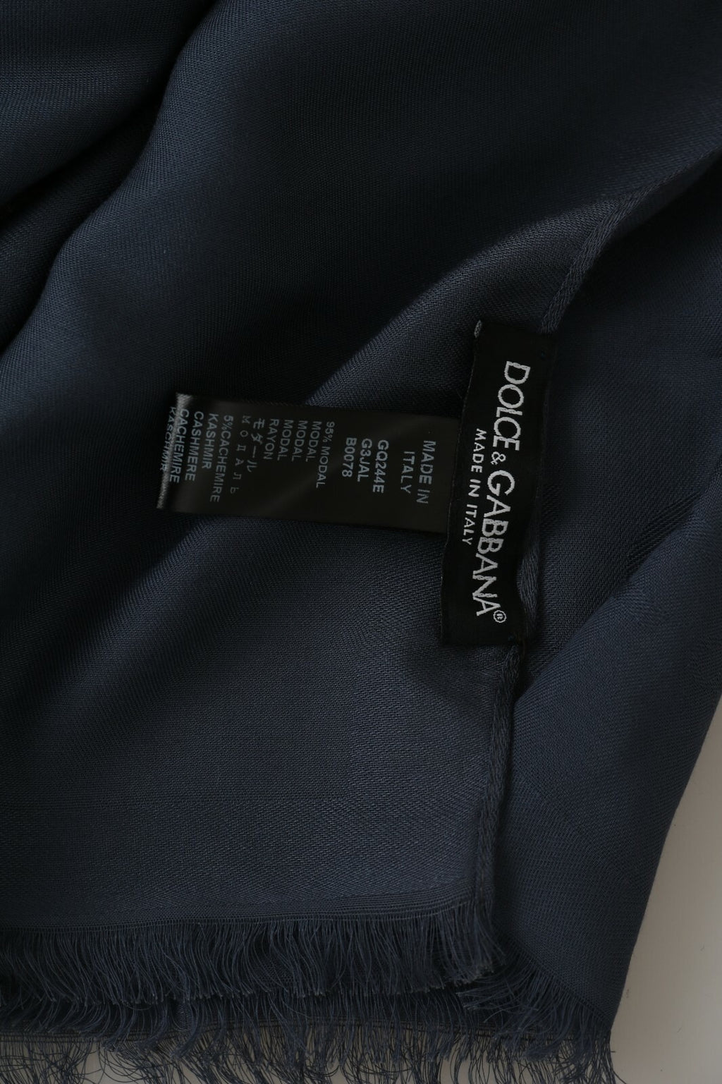 Dolce & Gabbana Modal Navy Blue Neck Wrap Men Shawl Scarf