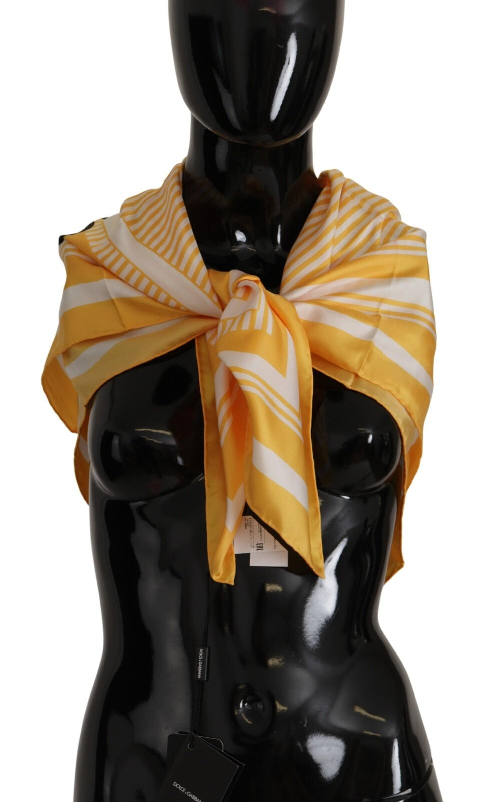 Dolce & Gabbana Yellow White Silk Striped Square Wrap Scarf | Regal Royce