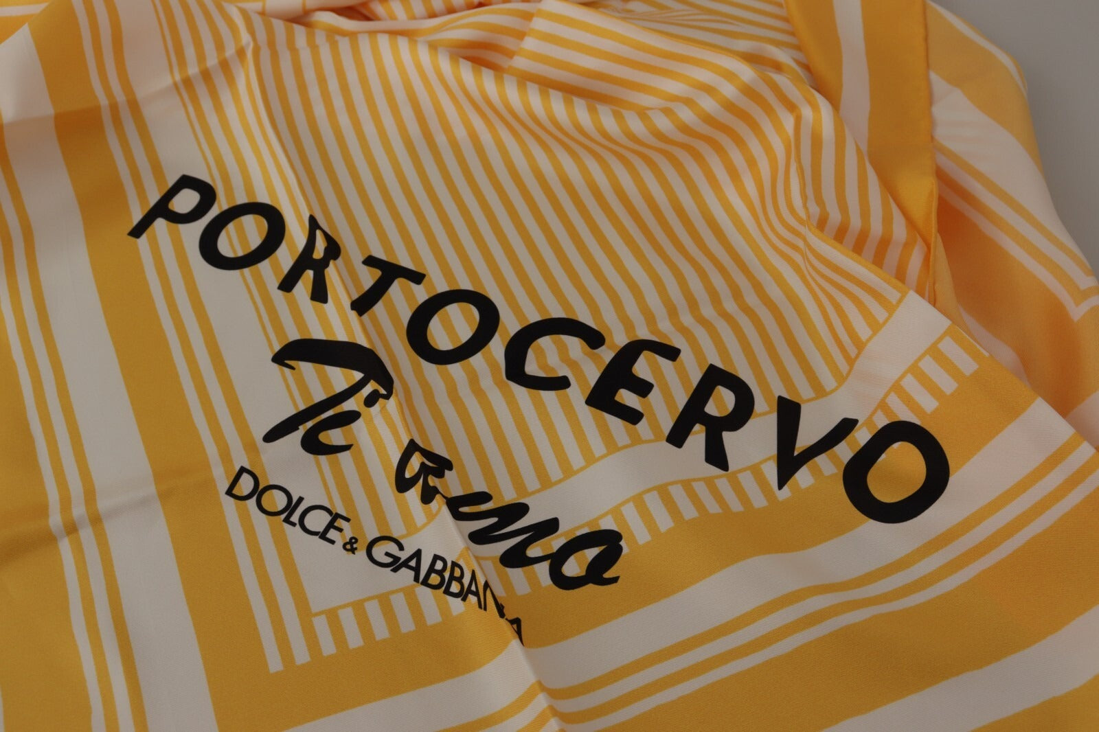 Dolce & Gabbana Yellow White Silk Striped Square Wrap Scarf | Regal Royce