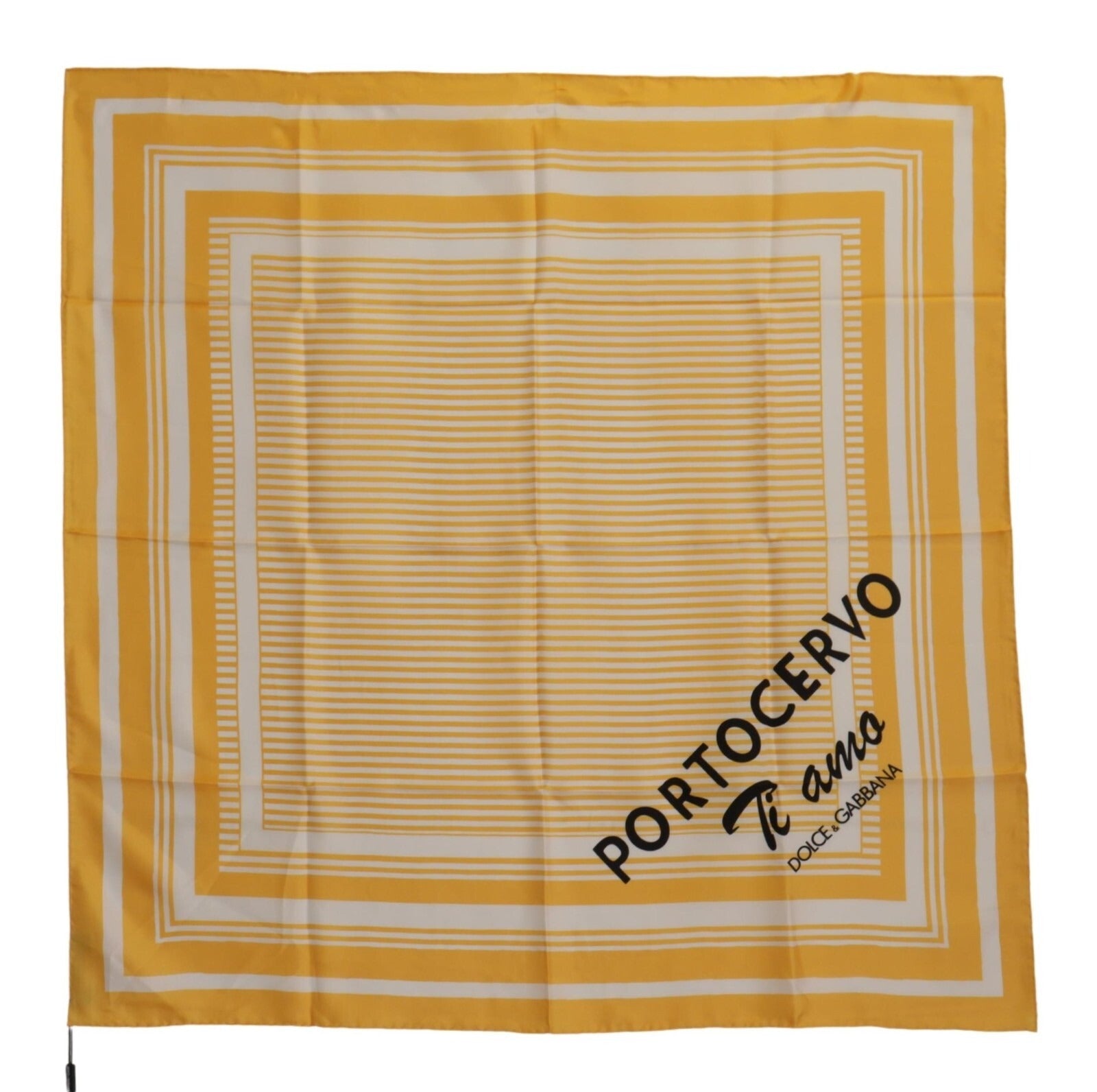 Dolce & Gabbana Yellow White Silk Striped Square Wrap Scarf | Regal Royce
