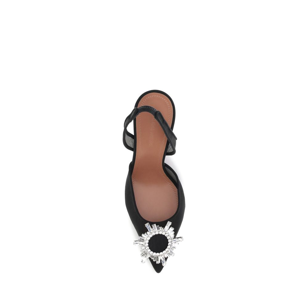 Amina Muaddi Black Polyester High Heel Pumps | Regal Royce