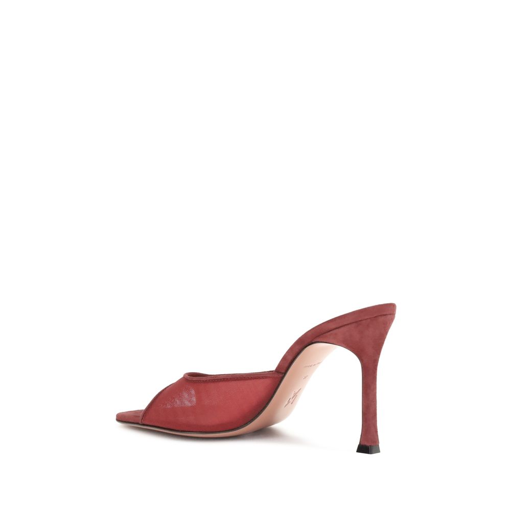 Amina Muaddi Red Polyester Stiletto Heel Sandals