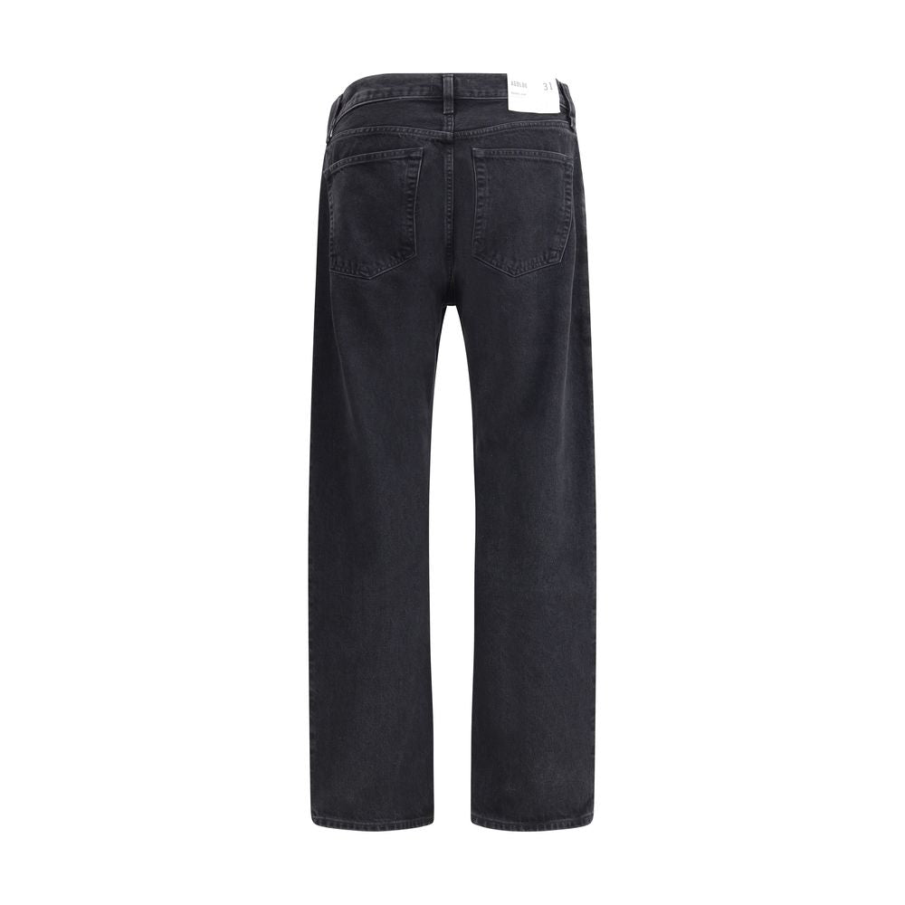 Agolde Black Cotton Straight-Leg Jeans