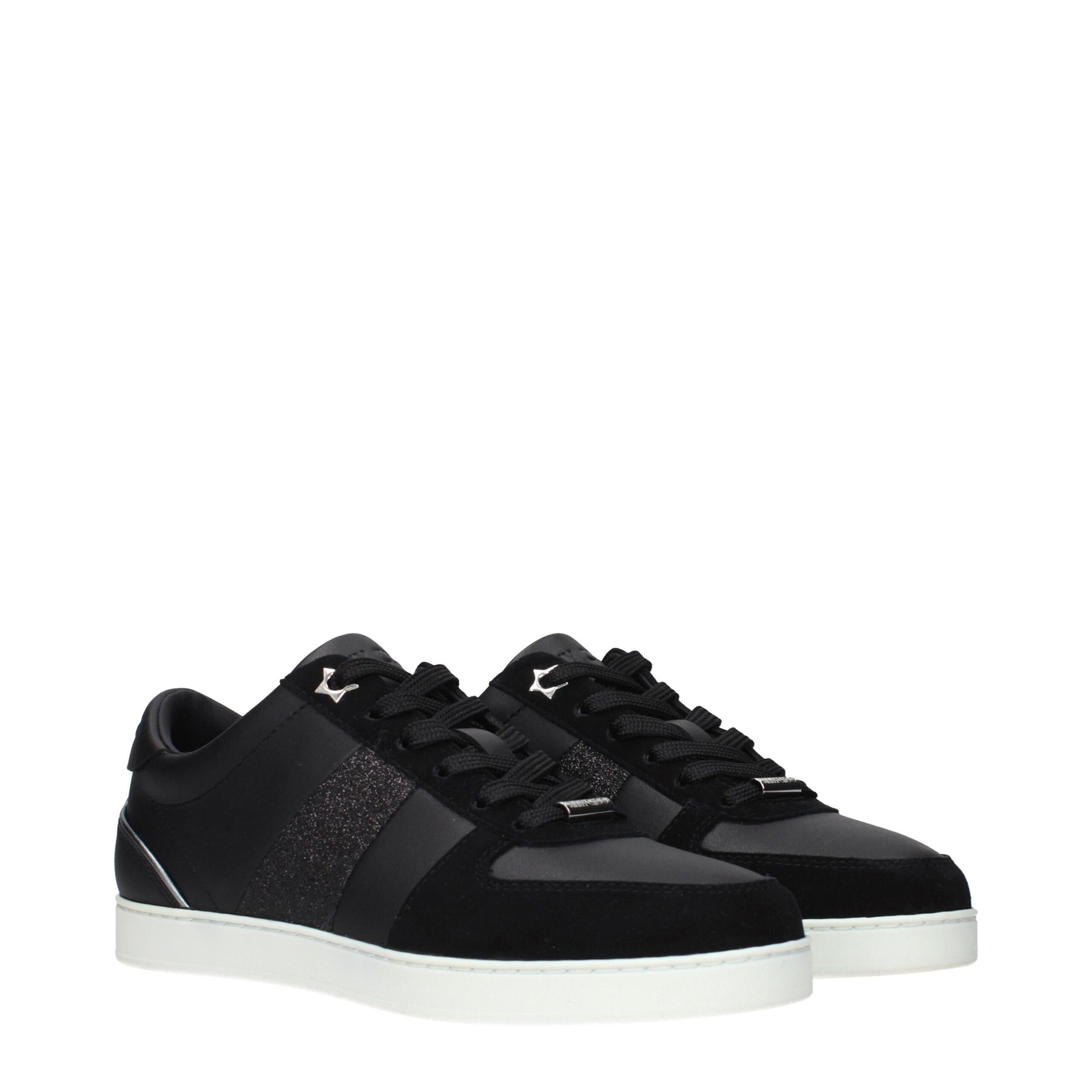 Jimmy Choo Black Leather Low Top Sneakers | Regal Royce