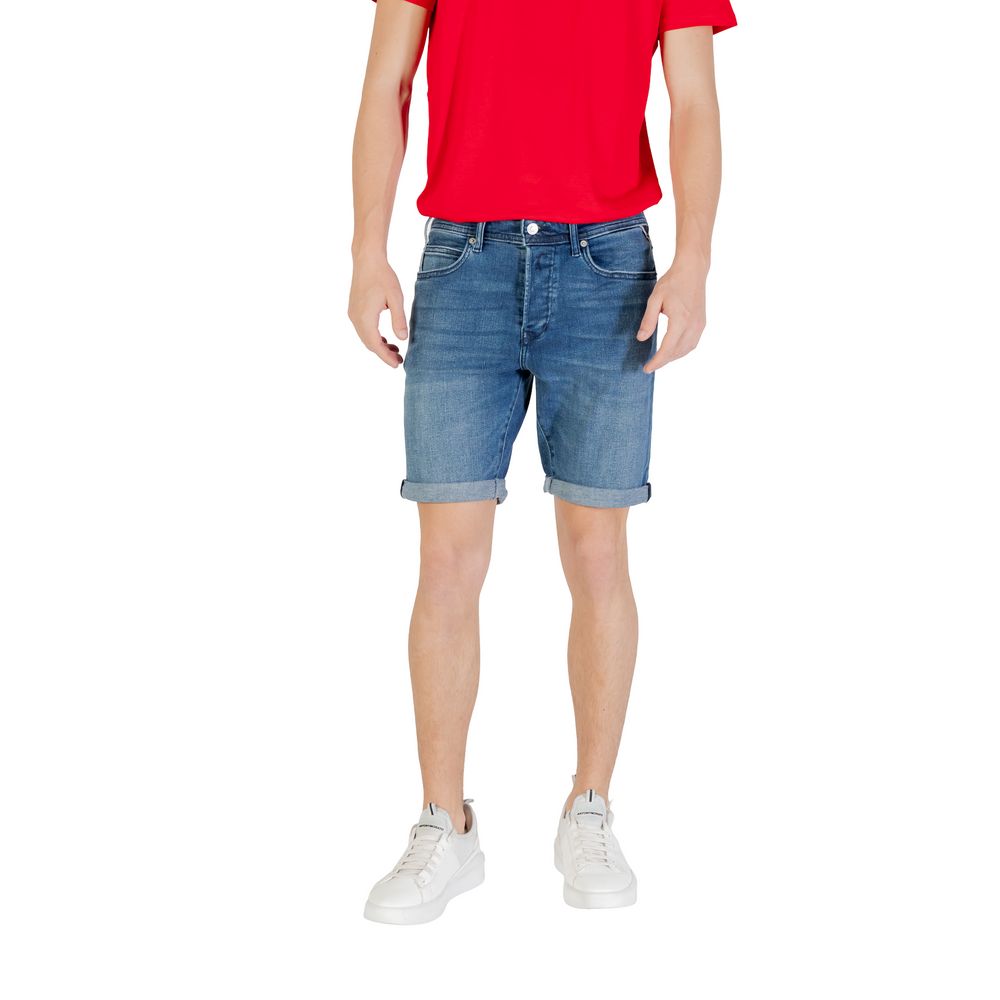 Replay Blue Cotton Bermuda Shorts | Regal Royce