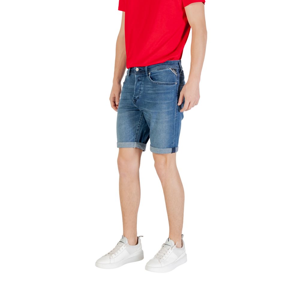 Replay Blue Cotton Bermuda Shorts | Regal Royce