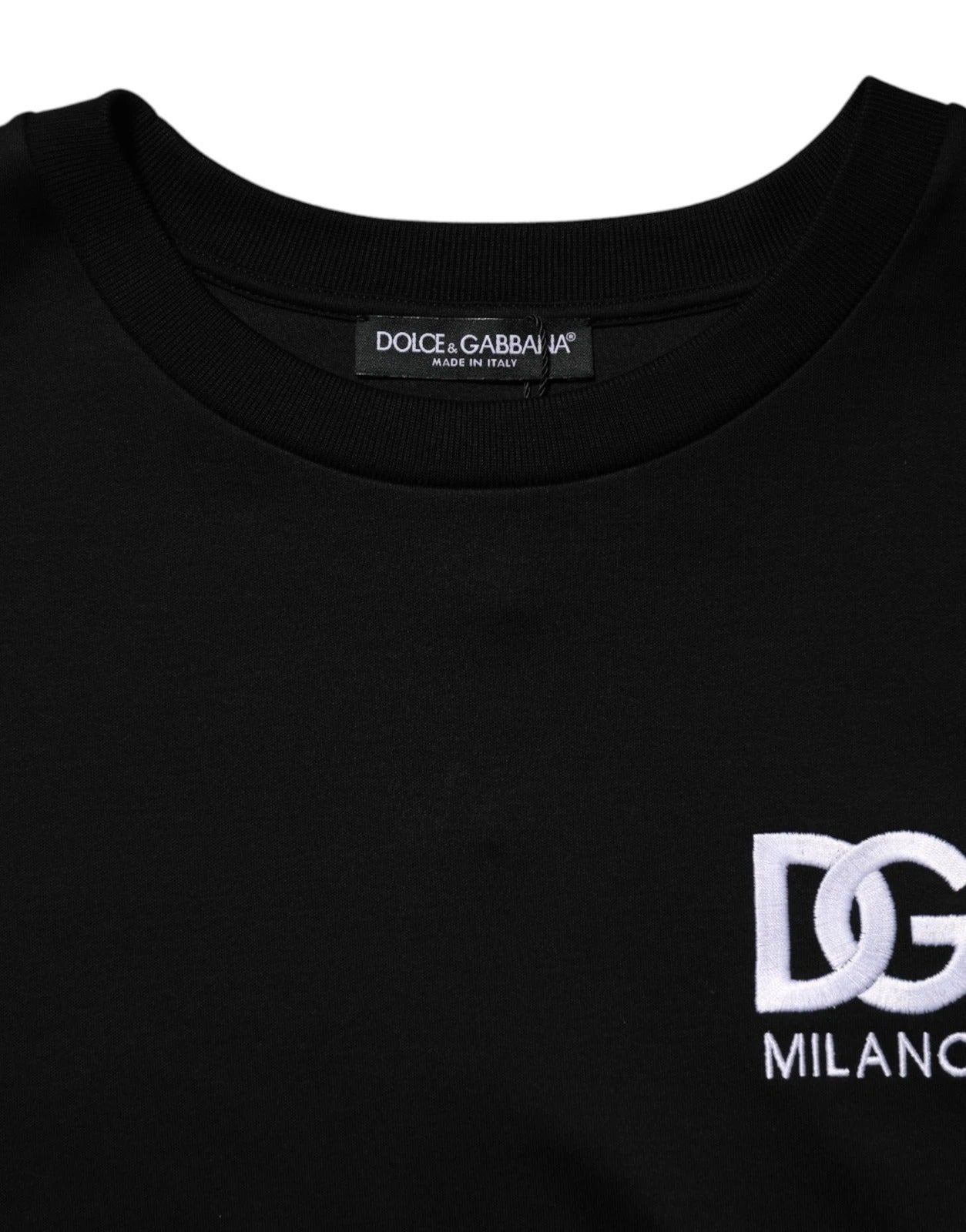 Dolce & Gabbana Black Cotton DG Logo Embroidery Top  T-shirt | Regal Royce