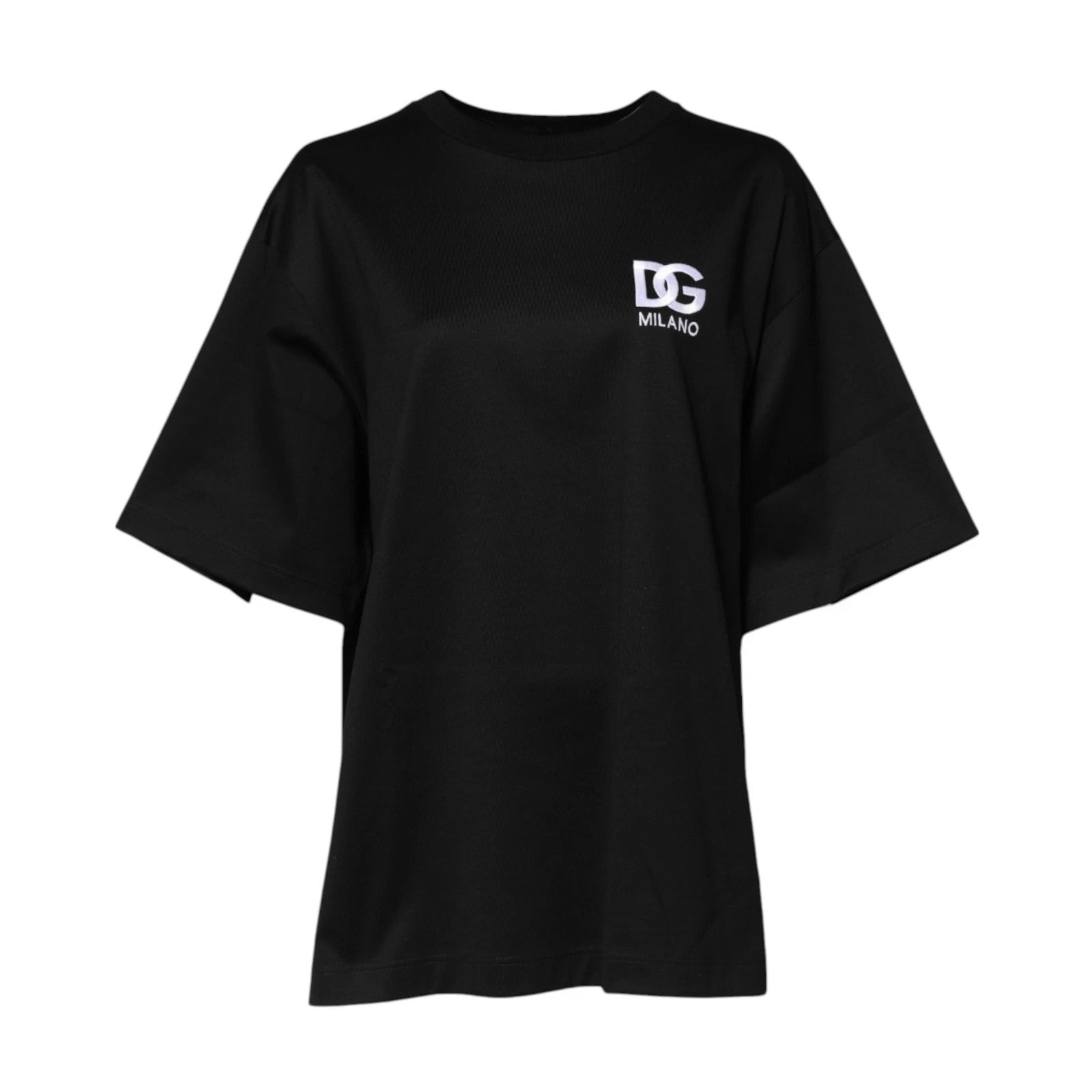 Dolce & Gabbana Black Cotton DG Logo Embroidery Top  T-shirt | Regal Royce