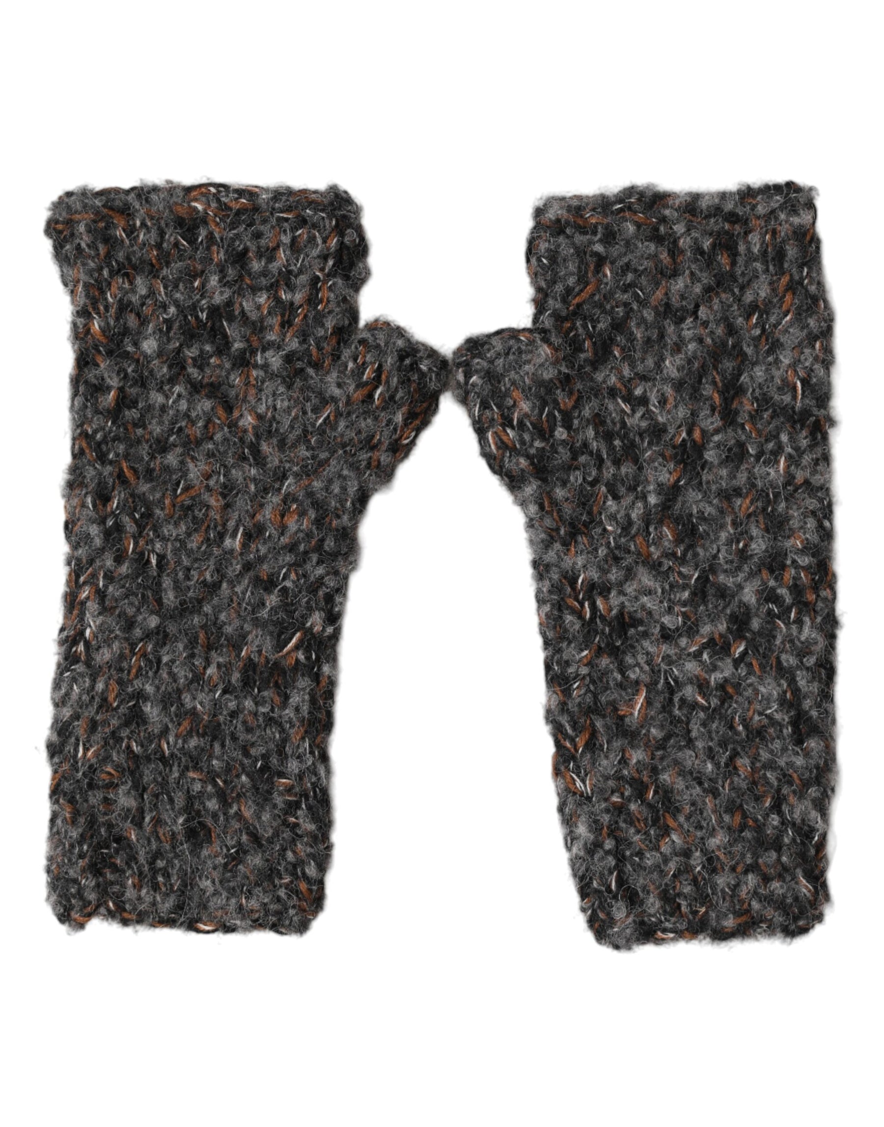 Dolce & Gabbana Gray Virgin Wool Knitted Fingerless Men Gloves | Regal Royce