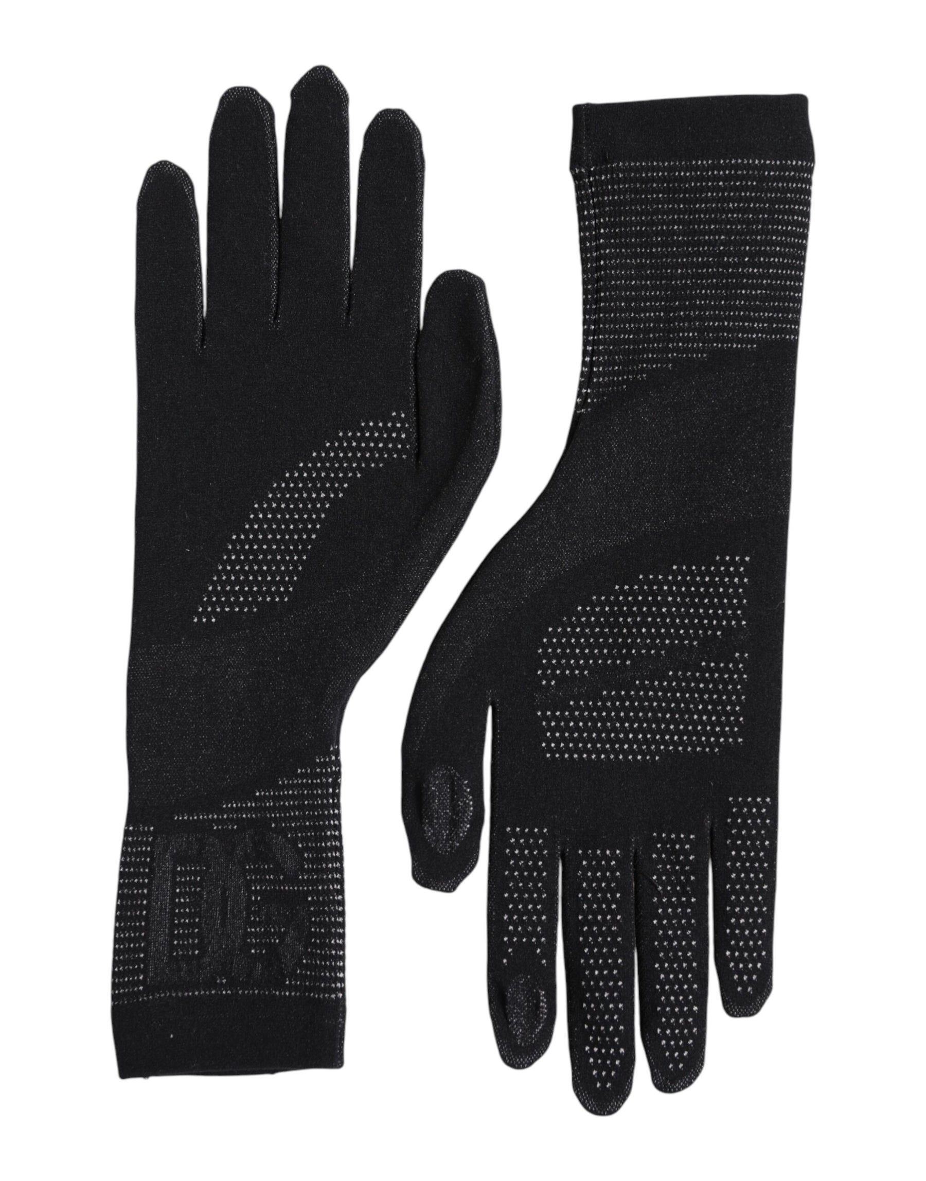 Dolce & Gabbana Black DG Logo Cotton Hands Mitten Men Gloves | Regal Royce