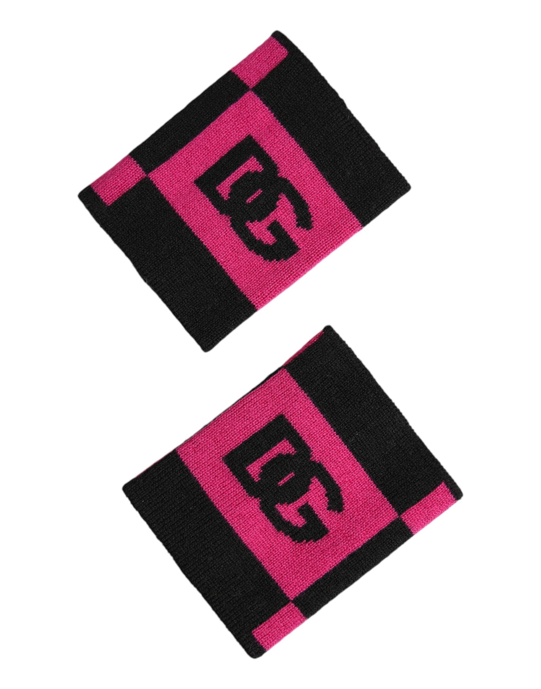 Dolce & Gabbana Black Pink DG Logo Cashmere 1 Pair Wristband | Regal Royce