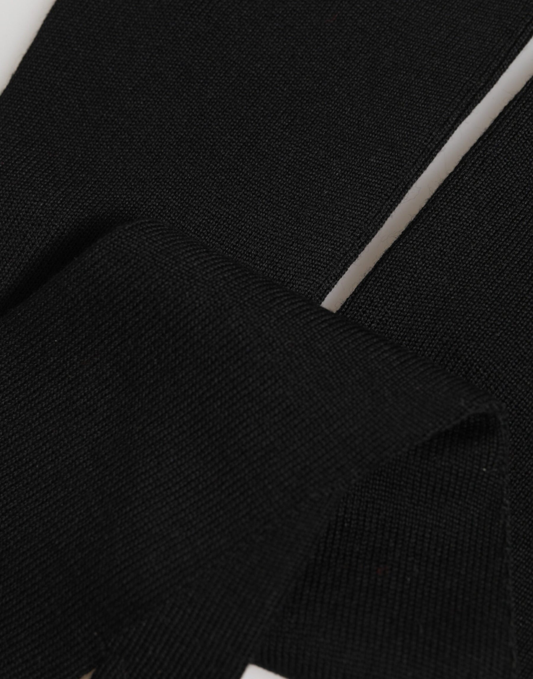 Dolce & Gabbana Black Virgin Wool Knitted Fingerless Men Gloves | Regal Royce