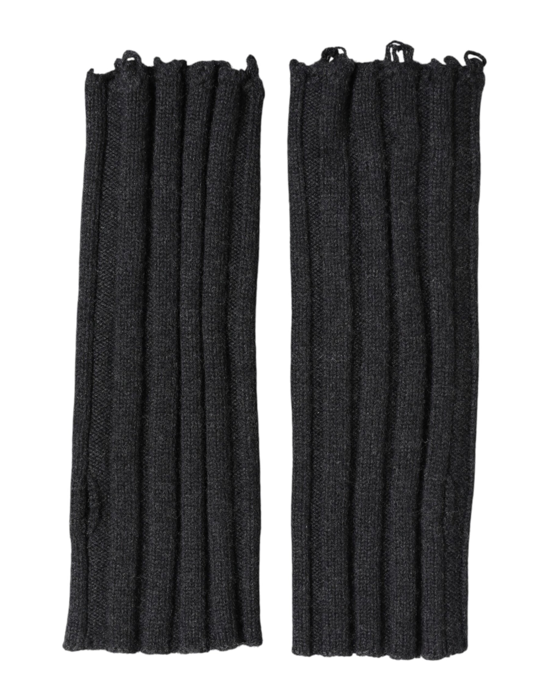 Dolce & Gabbana Black Virgin Wool Knitted Fingerless Gloves | Regal Royce