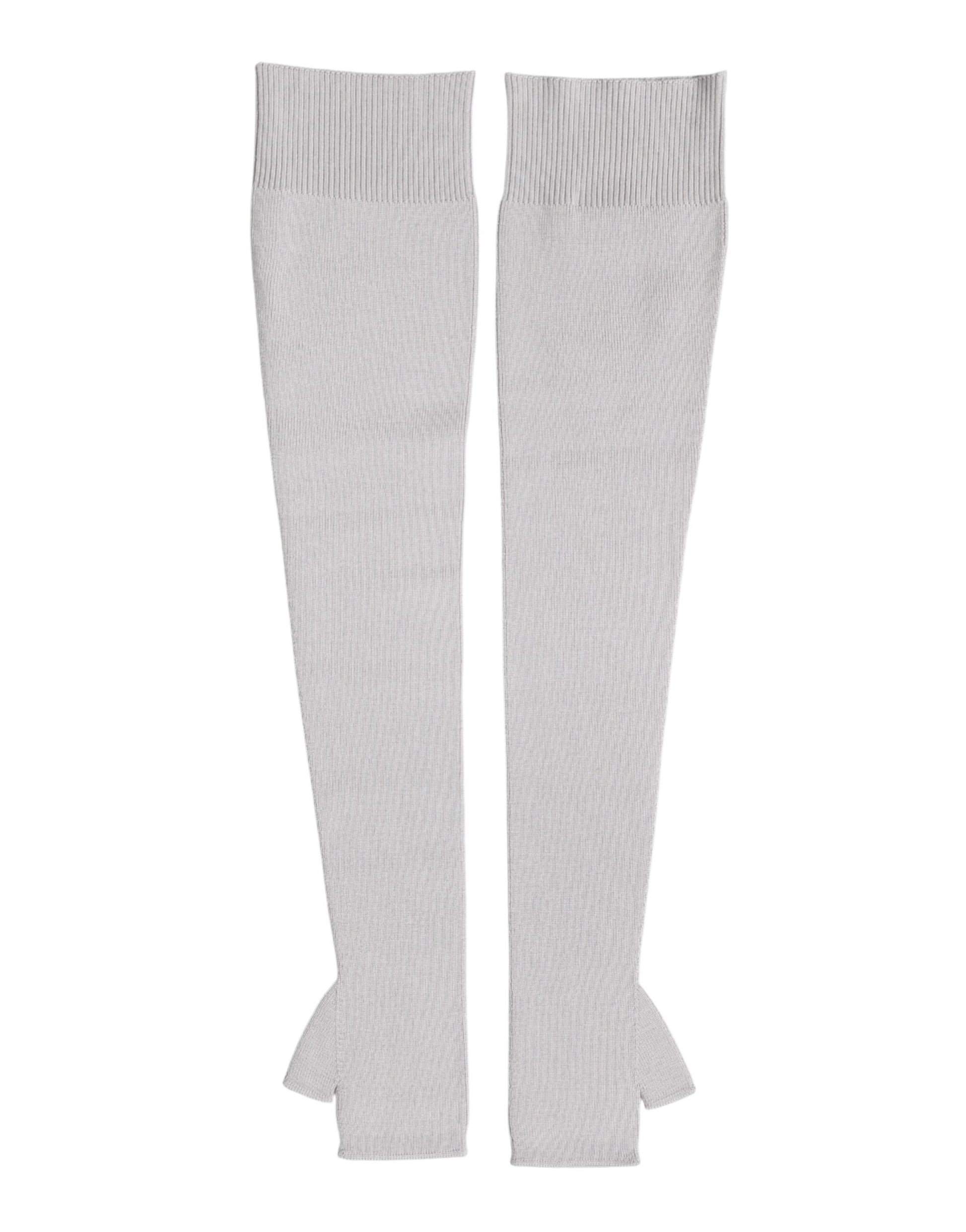 Dolce & Gabbana Gray Virgin Wool Knitted Fingerless Men Gloves