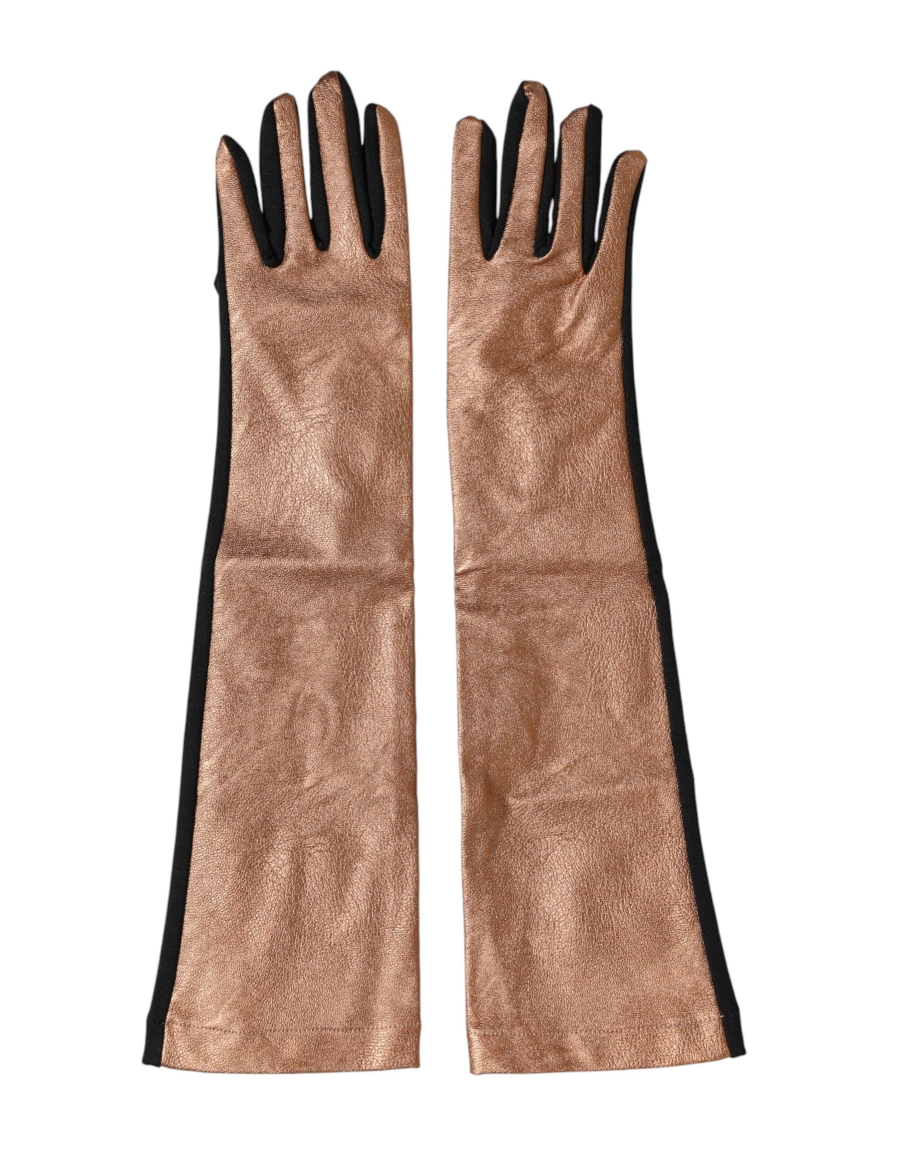 Dolce & Gabbana Brown Black Wool Elbow Length Mitten Men Gloves | Regal Royce