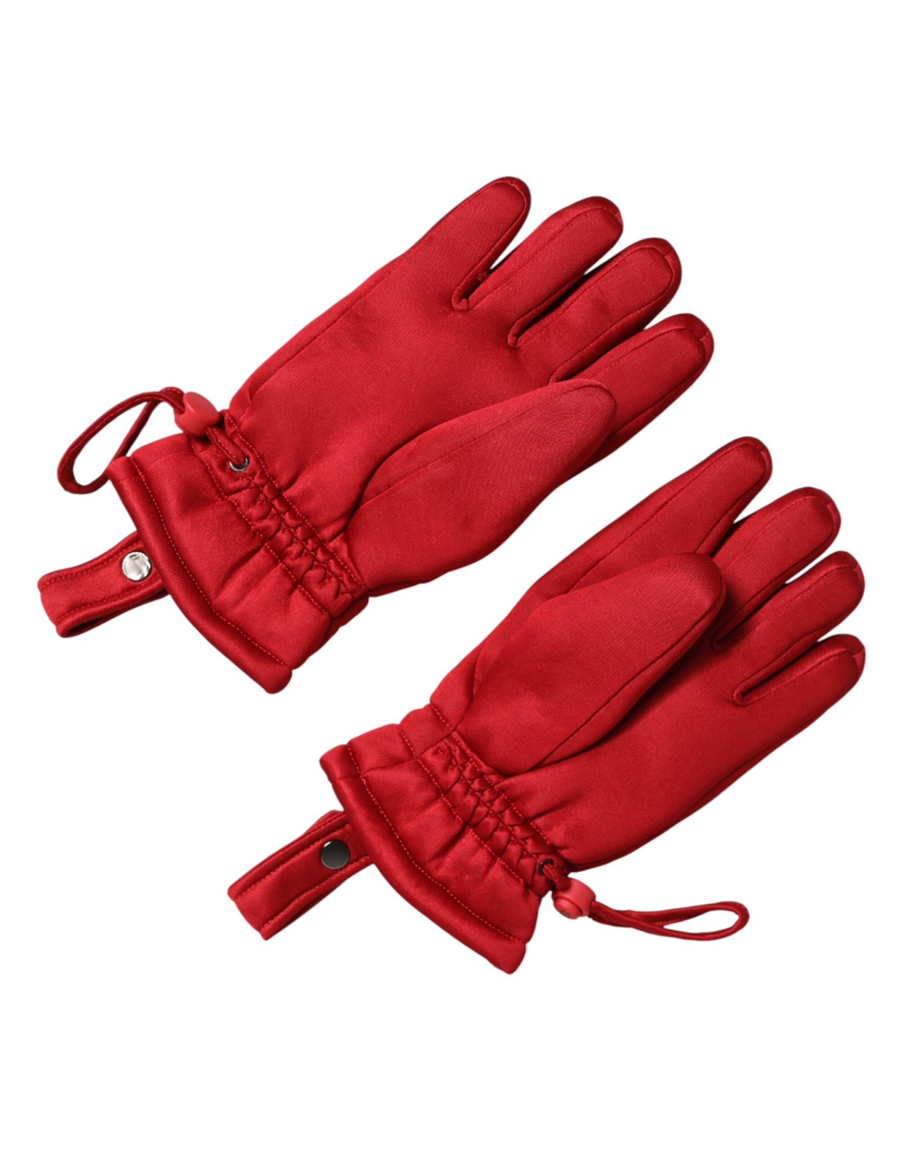 Dolce & Gabbana Red Viscose Motorcycle Biker Mitten Gloves | Regal Royce