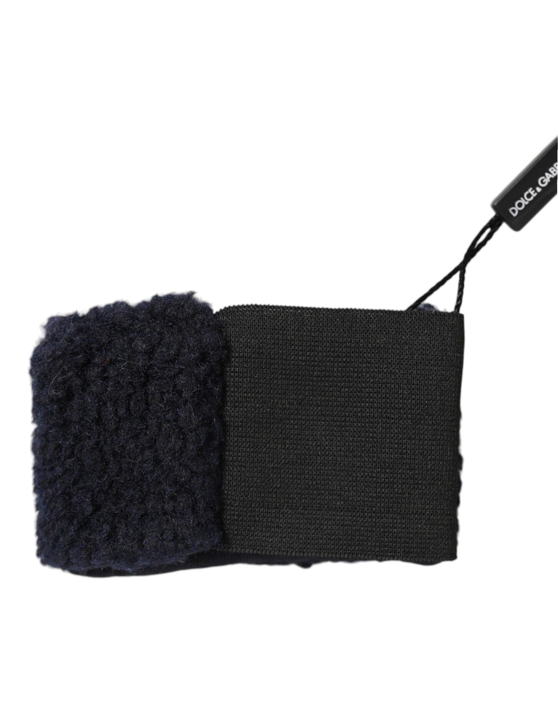 Dolce & Gabbana Black Wool Knitted Sweatbands Men Wristband | Regal Royce