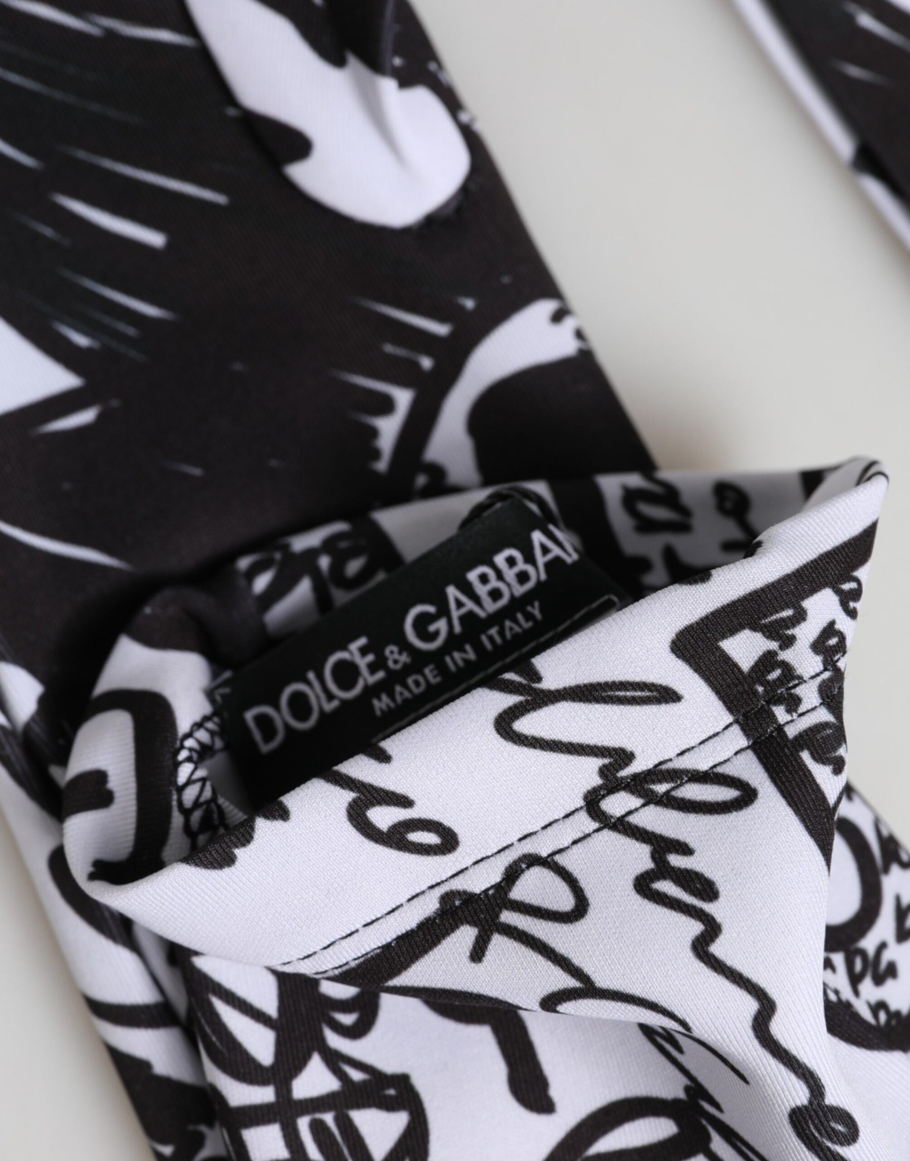 Dolce & Gabbana Gloves Black White DG Logo Elbow Length Mitten | Regal Royce