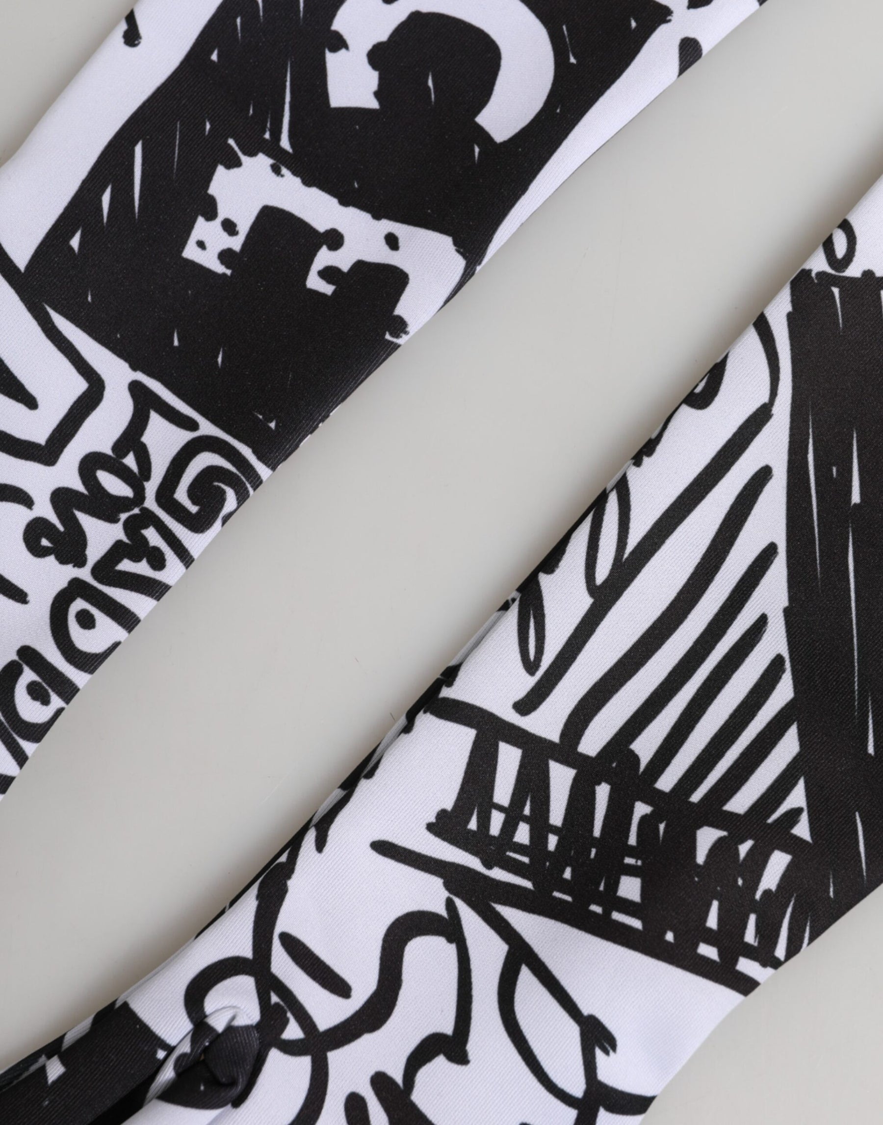 Dolce & Gabbana Gloves Black White DG Logo Elbow Length Mitten | Regal Royce