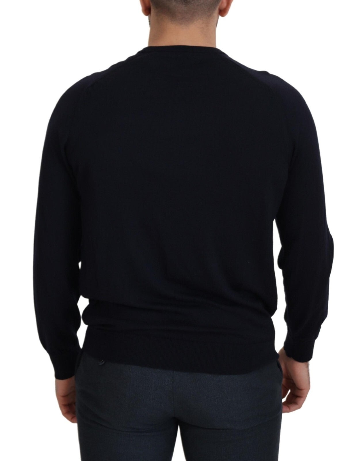 Alpha Studio Black Wool Crewneck Pullover Sweatshirt Sweater | Regal Royce