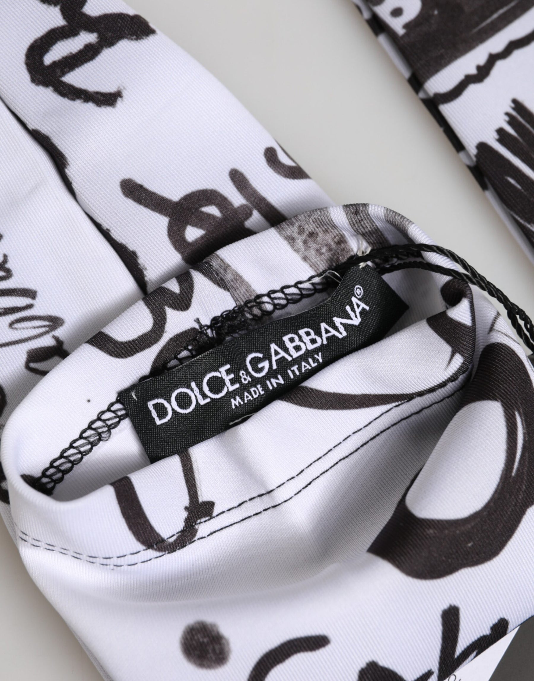 Dolce & Gabbana Black White DG Logo Elbow Length Mitten Gloves | Regal Royce