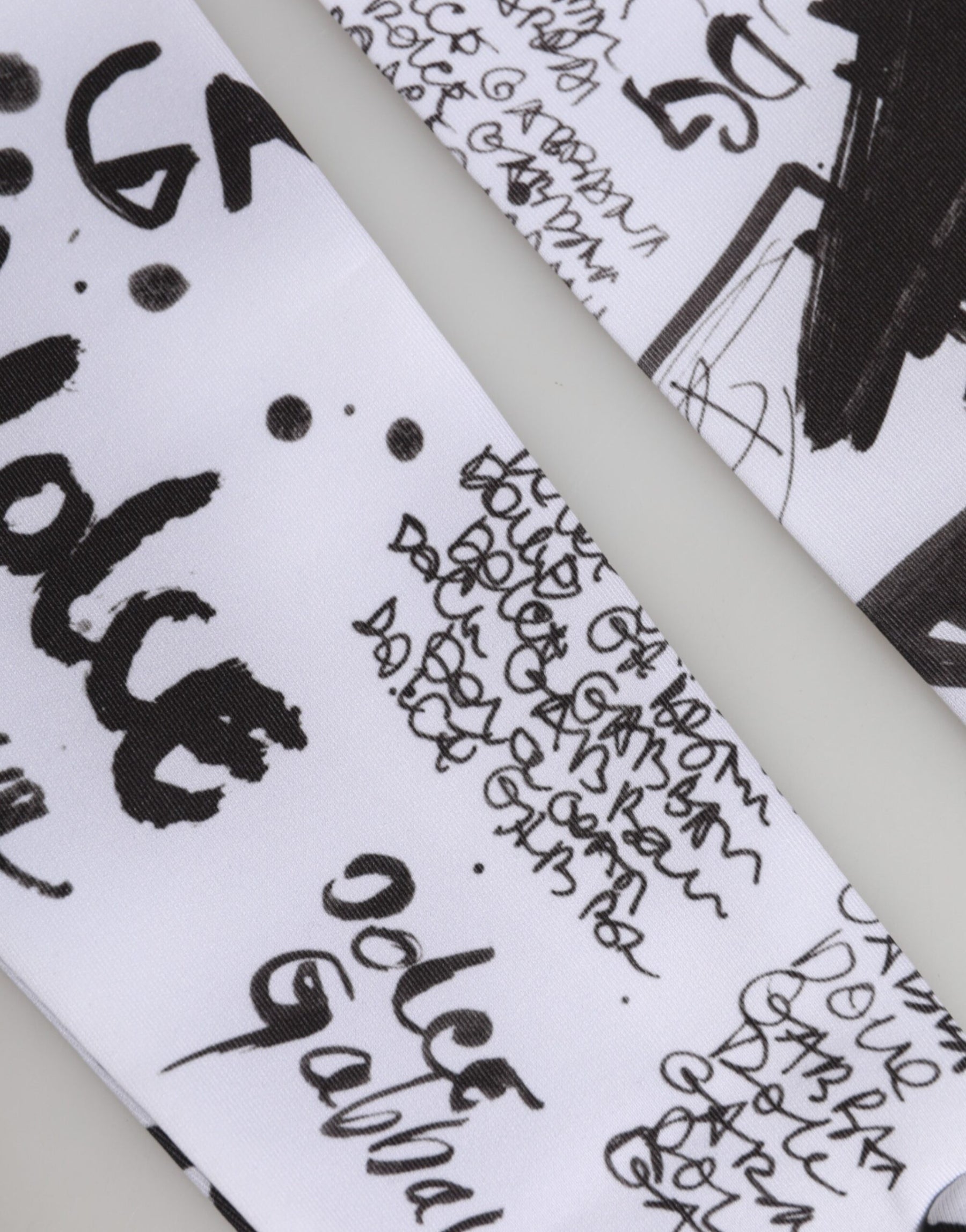 Dolce & Gabbana Black White DG Logo Elbow Length Mitten Gloves | Regal Royce