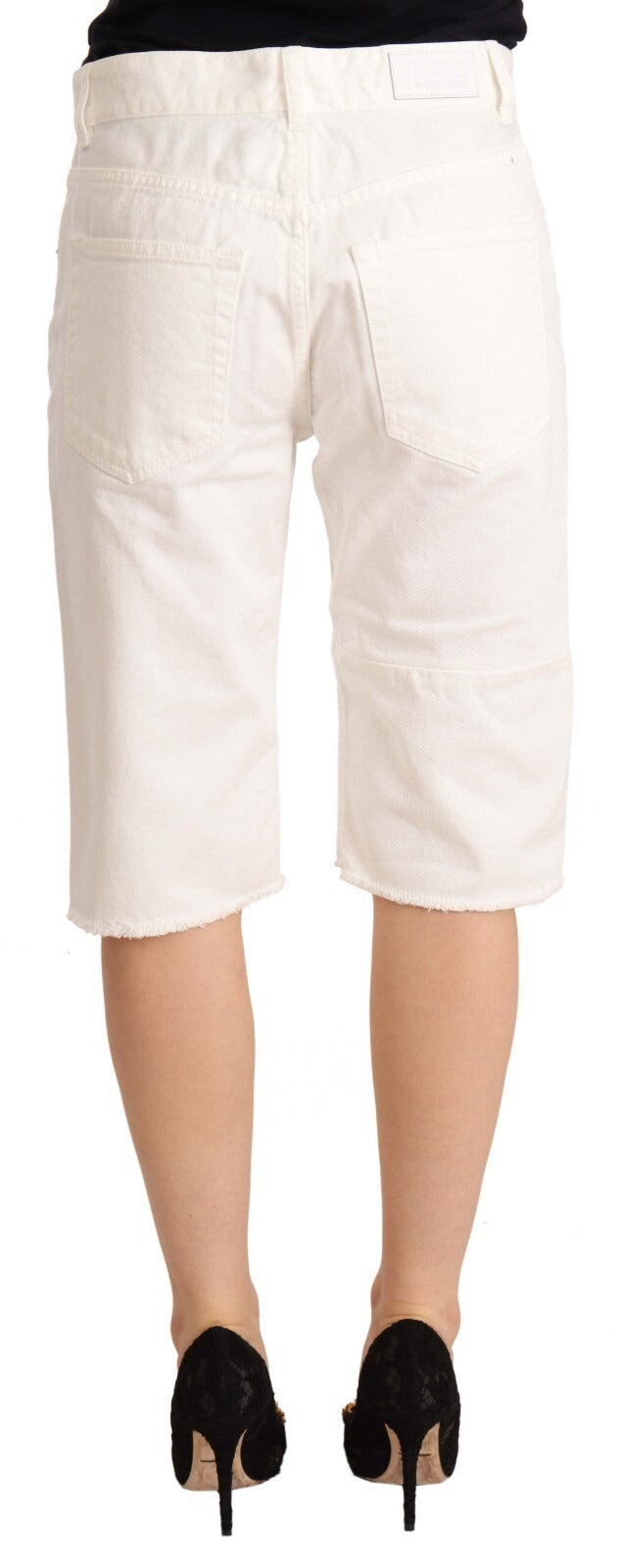 Maison Margiela White Mid Waist Knee Length Bermuda Shorts | Regal Royce