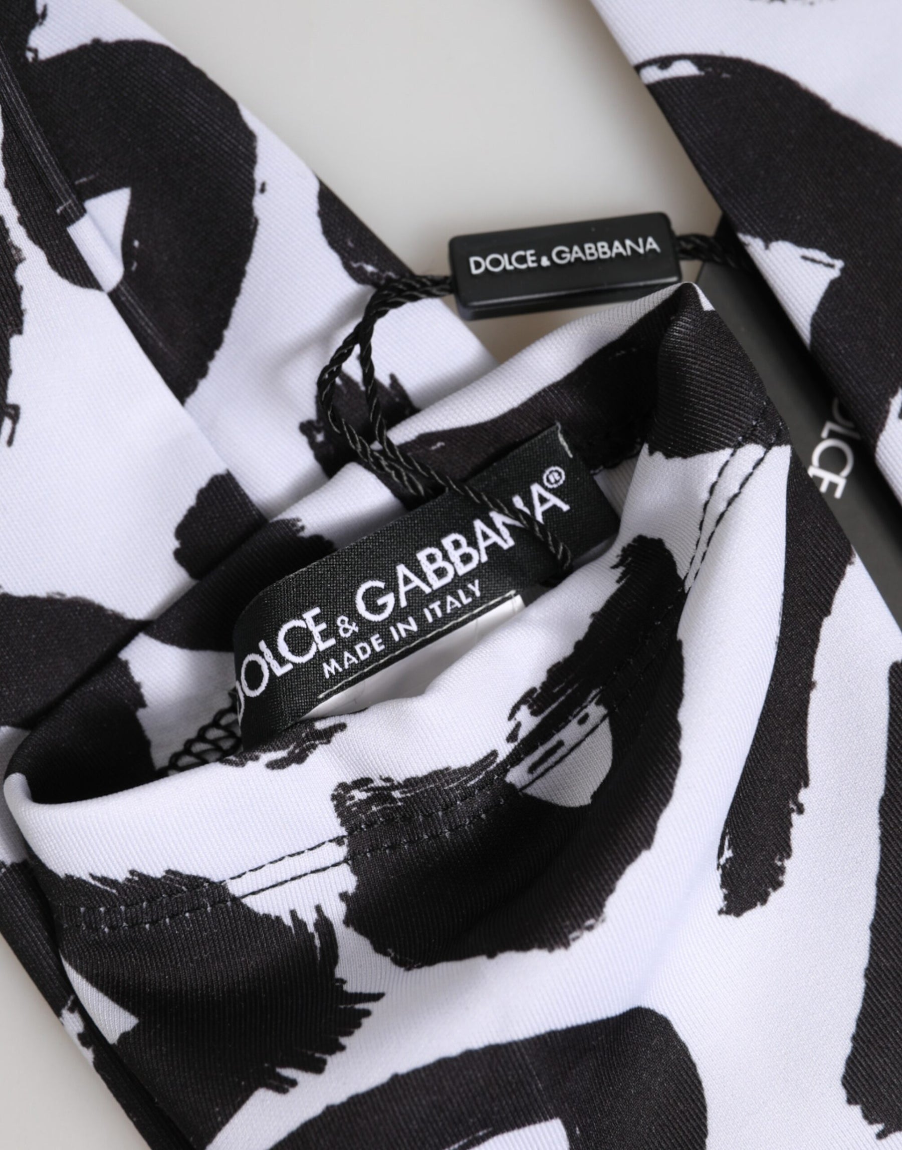 Dolce & Gabbana Black White DG Logo Elbow Length Mitten Gloves | Regal Royce