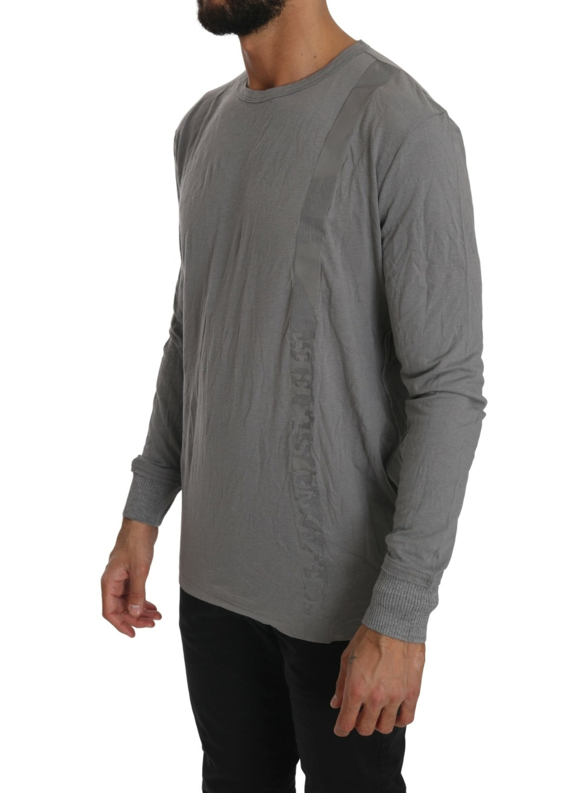 Scervino Street Cotton Gray Round Neck Pullover Top Sweater | Regal Royce