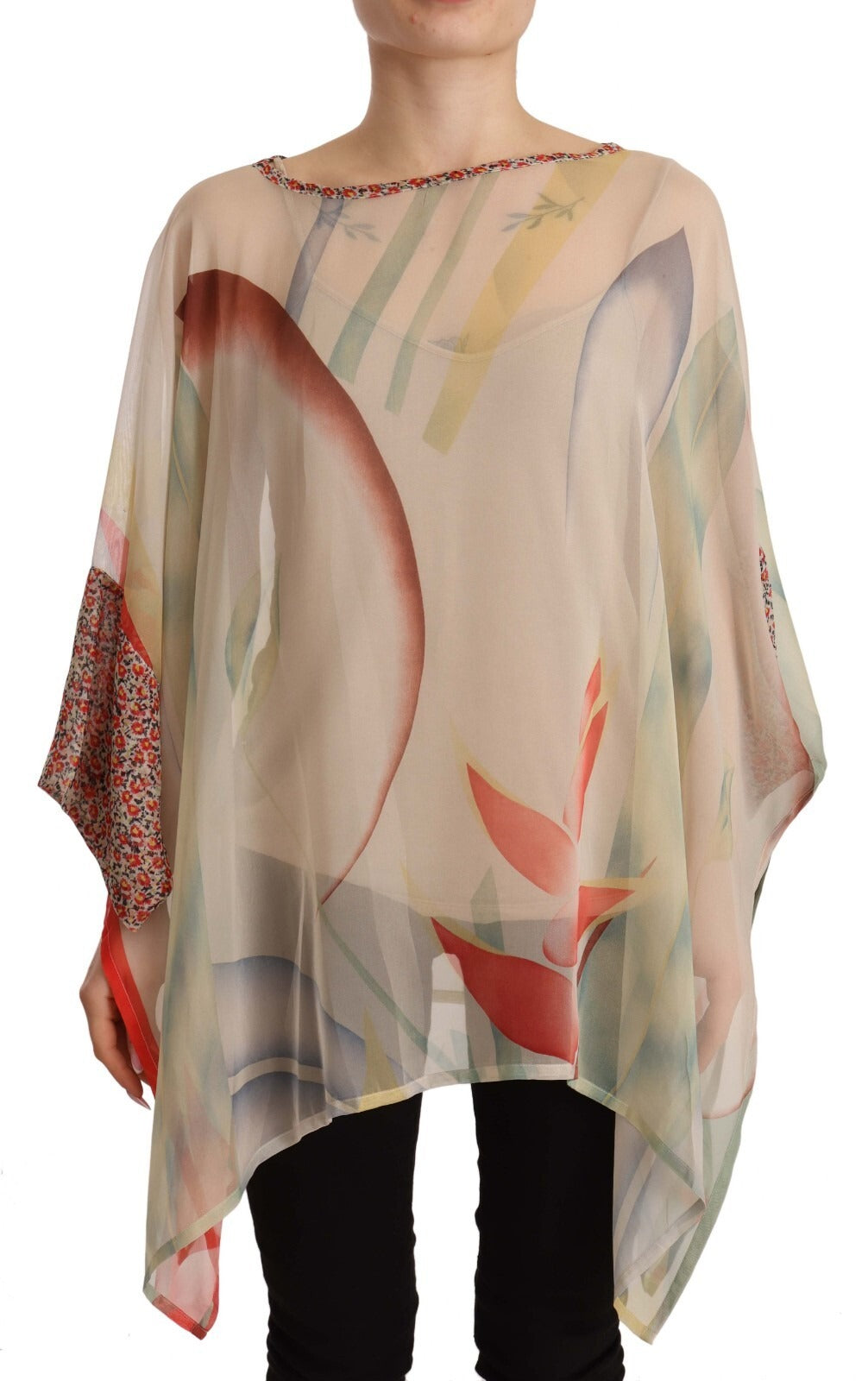 Etro Silk Multicolor Printed Poncho Long Sleeves Women Blouse Top | Regal Royce