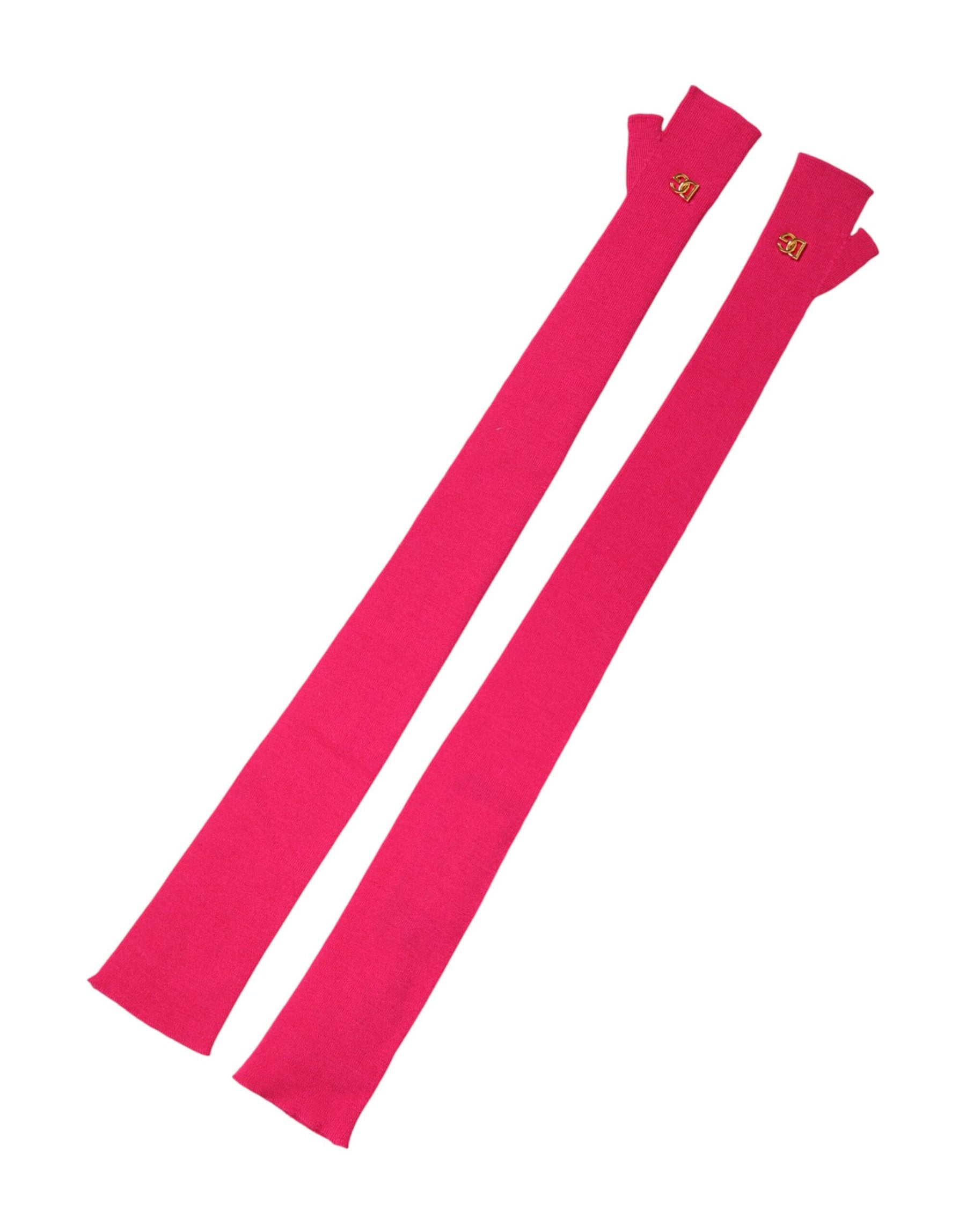 Dolce & Gabbana Pink Wool Fingerless Elbow Length Mitten Gloves | Regal Royce