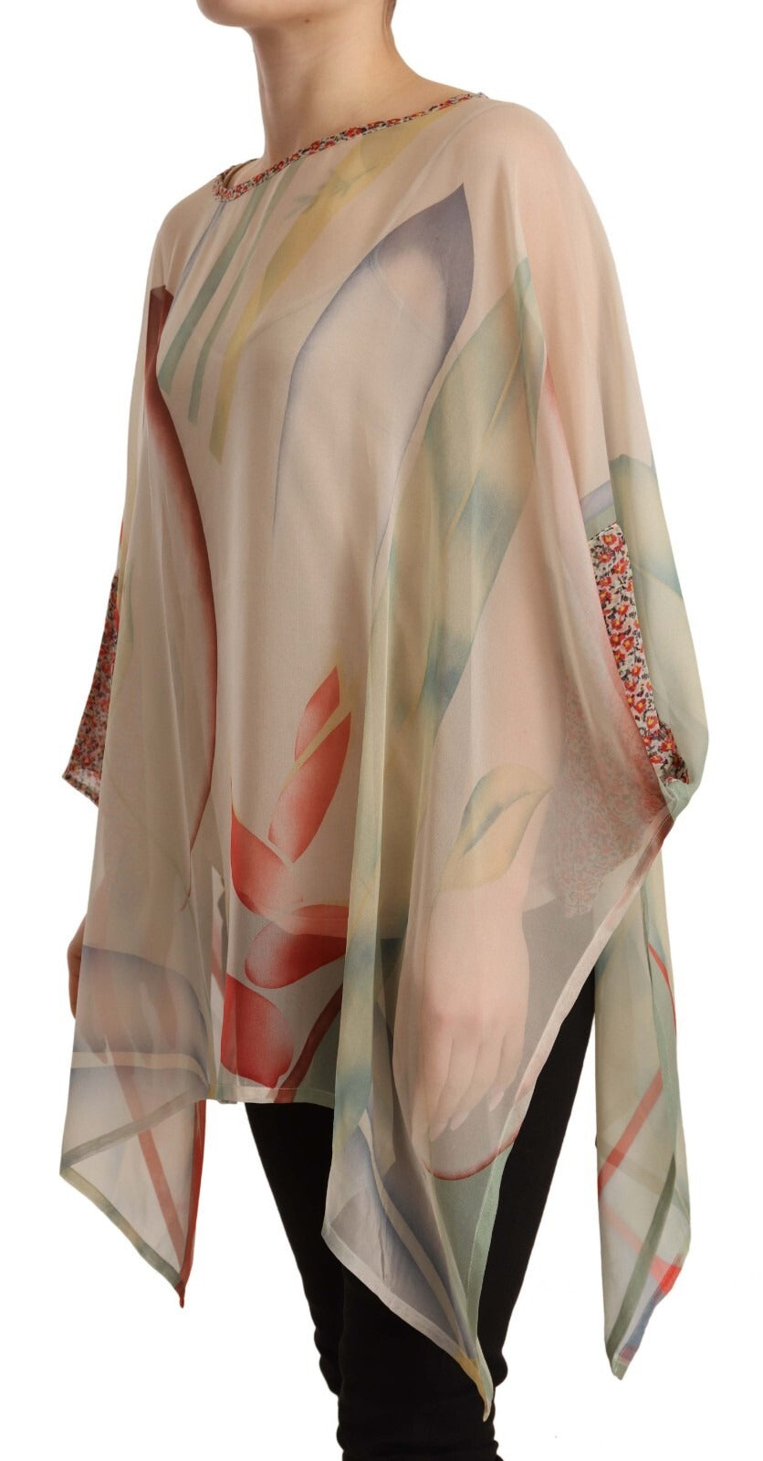 Etro Silk Multicolor Printed Poncho Long Sleeves Women Blouse Top | Regal Royce