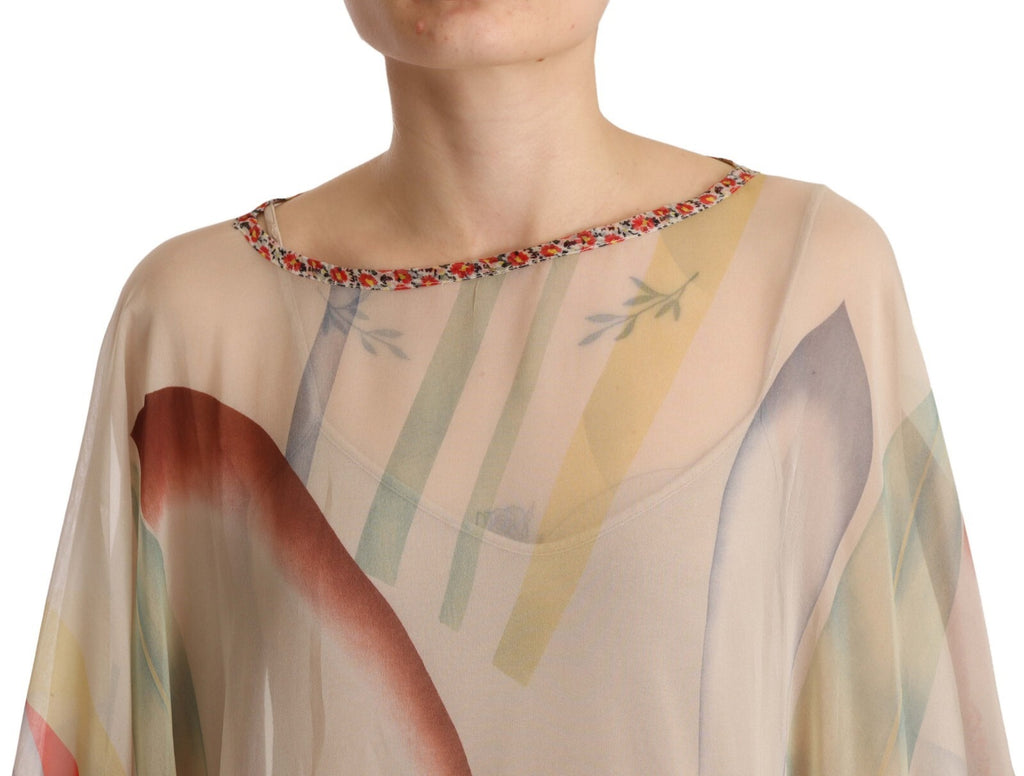 Etro Silk Multicolor Printed Poncho Long Sleeves Women Blouse Top