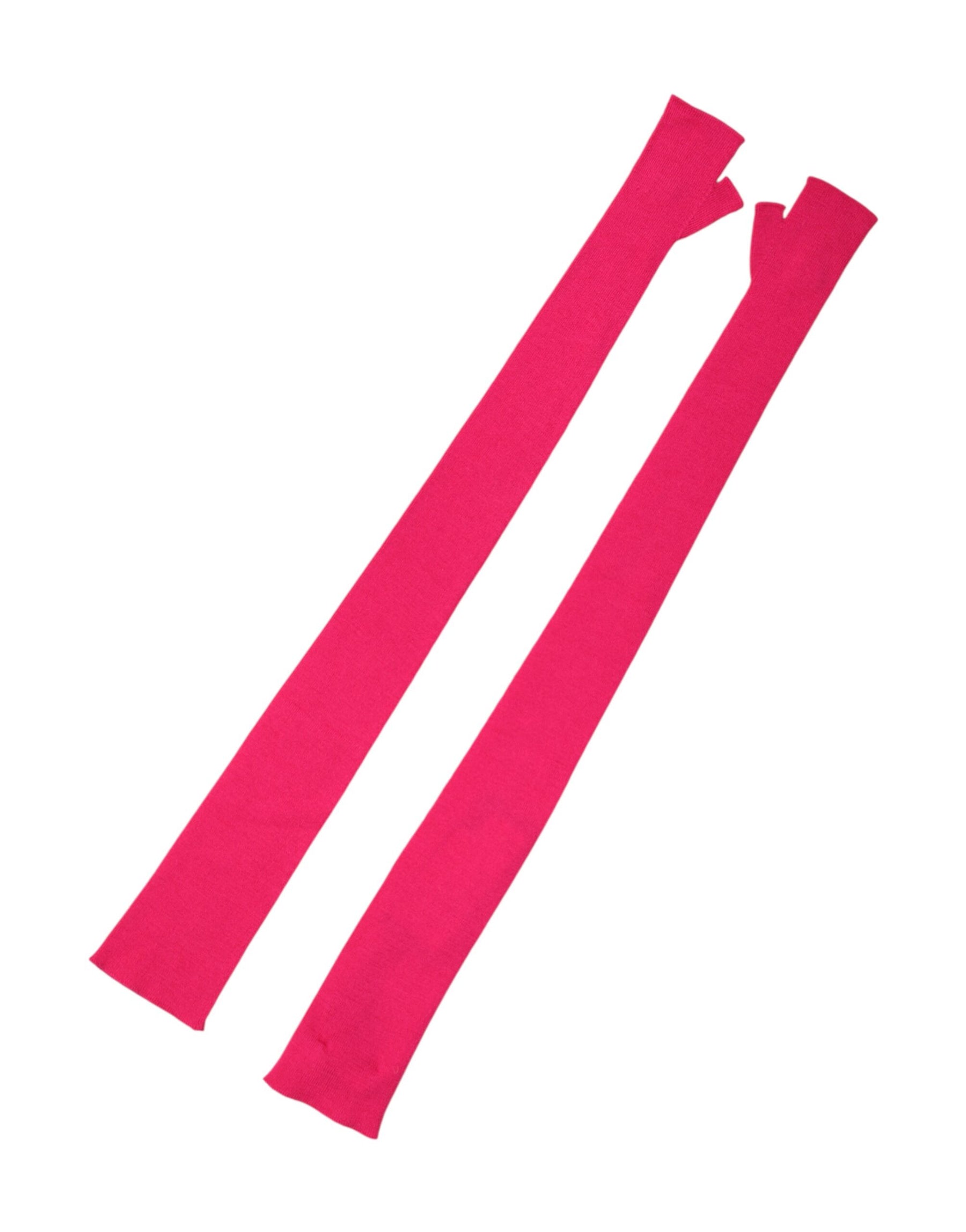 Dolce & Gabbana Pink Wool Fingerless Elbow Length Mitten Gloves | Regal Royce