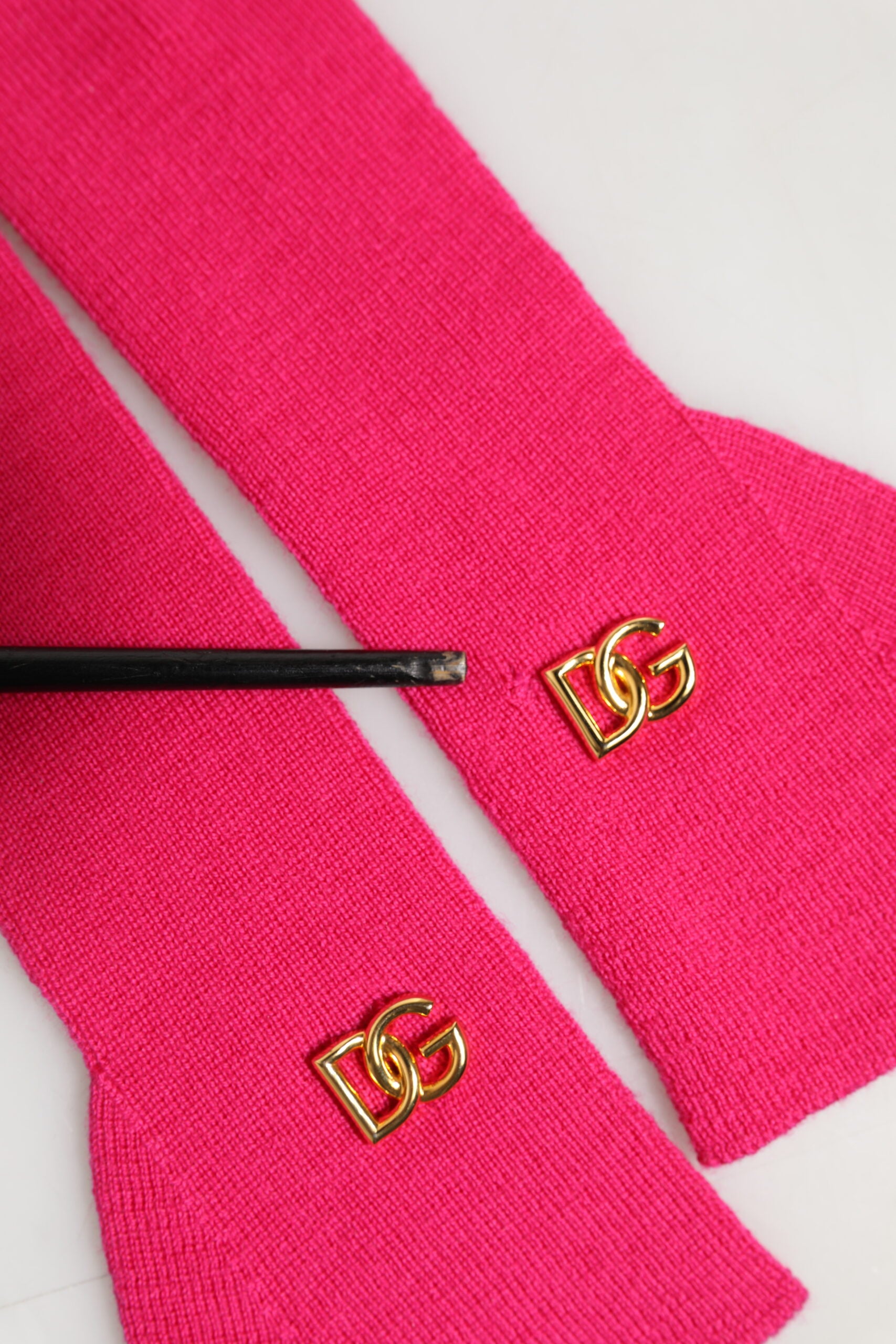 Dolce & Gabbana Pink Wool Fingerless Elbow Length Mitten Gloves | Regal Royce