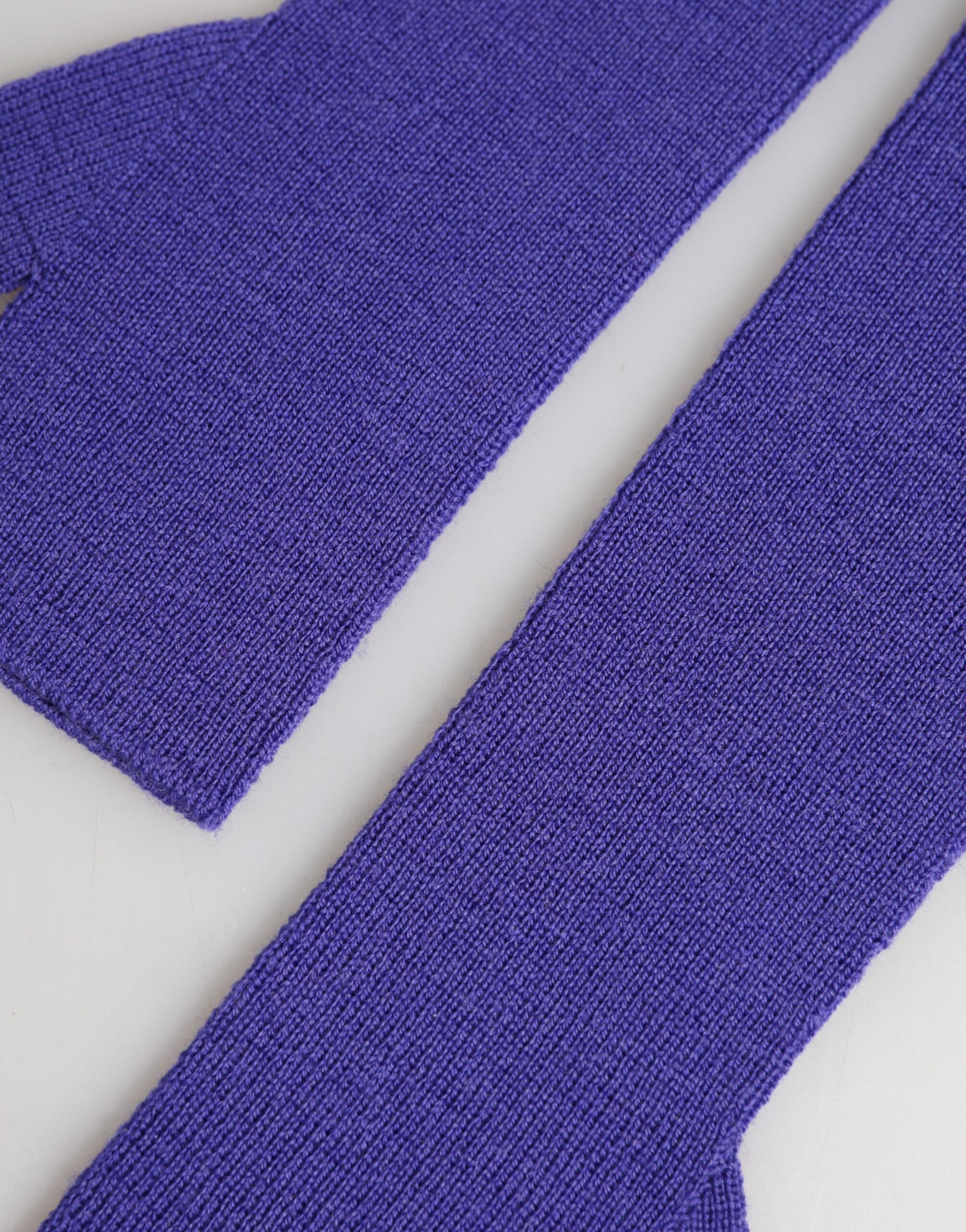 Dolce & Gabbana Violet Wool Fingerless Elbow Length Mitten Gloves