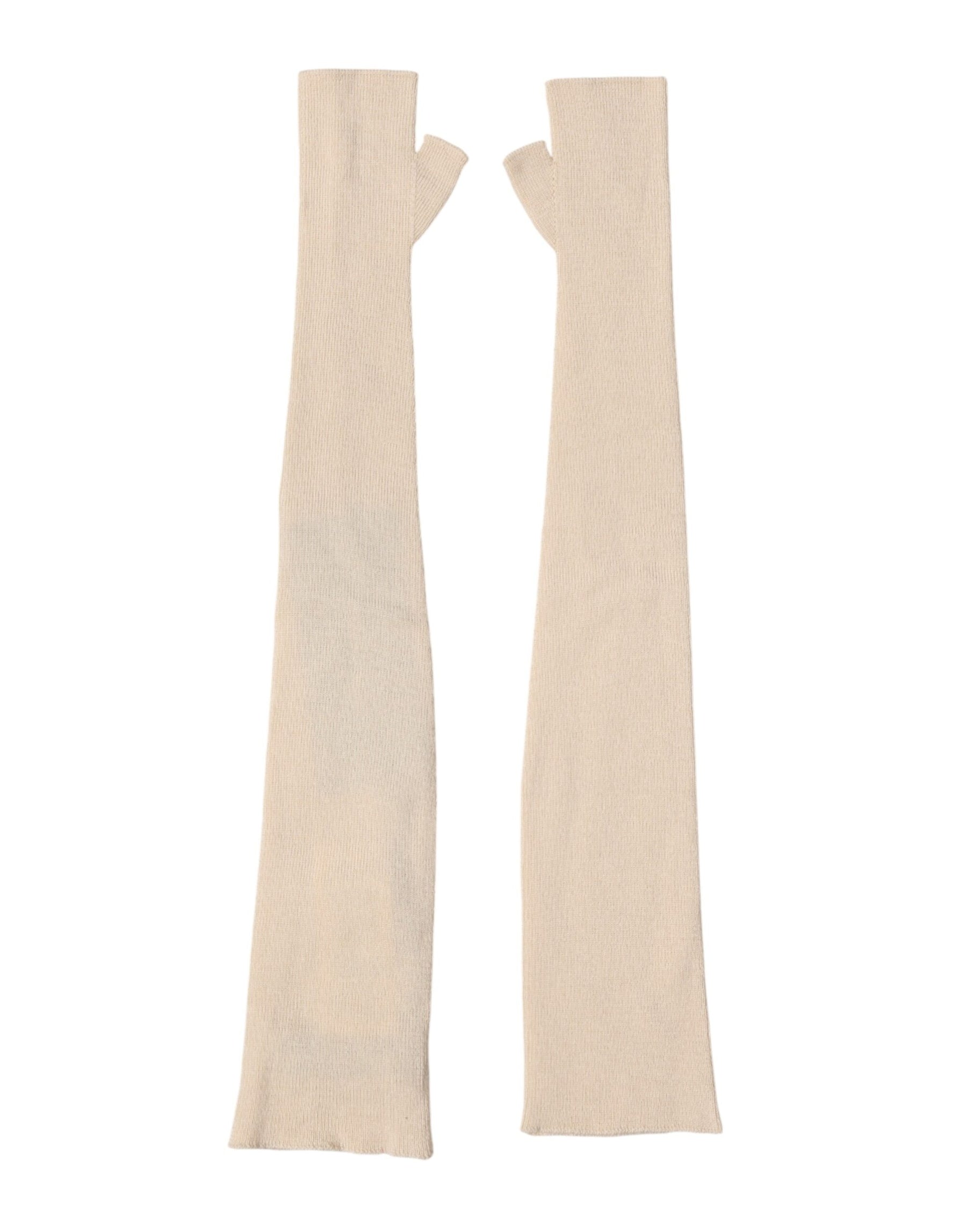 Dolce & Gabbana Beige Wool Fingerless Elbow Length Women Gloves | Regal Royce
