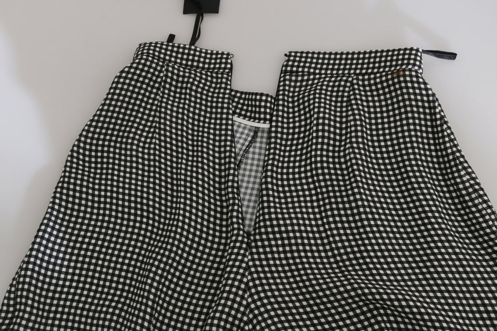 Elisabetta Franchi Black and White Checkere Stretch Skirt
