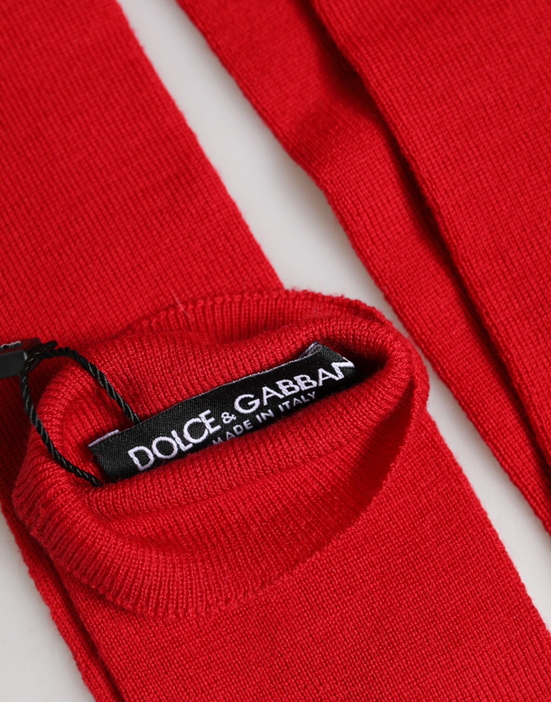 Dolce & Gabbana Red Wool Fingerless Elbow Length Mitten Gloves | Regal Royce