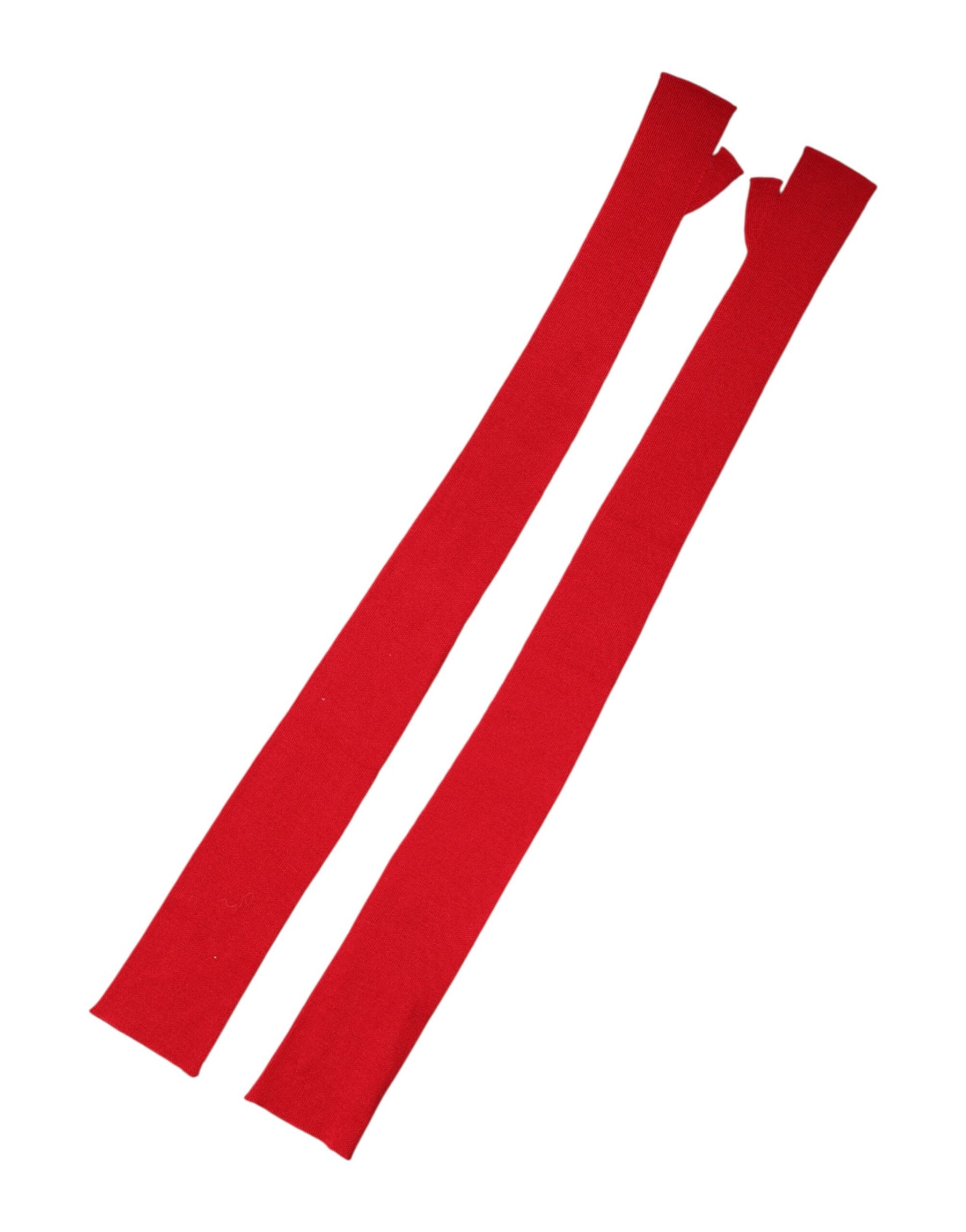 Dolce & Gabbana Red Wool Fingerless Elbow Length Mitten Gloves | Regal Royce