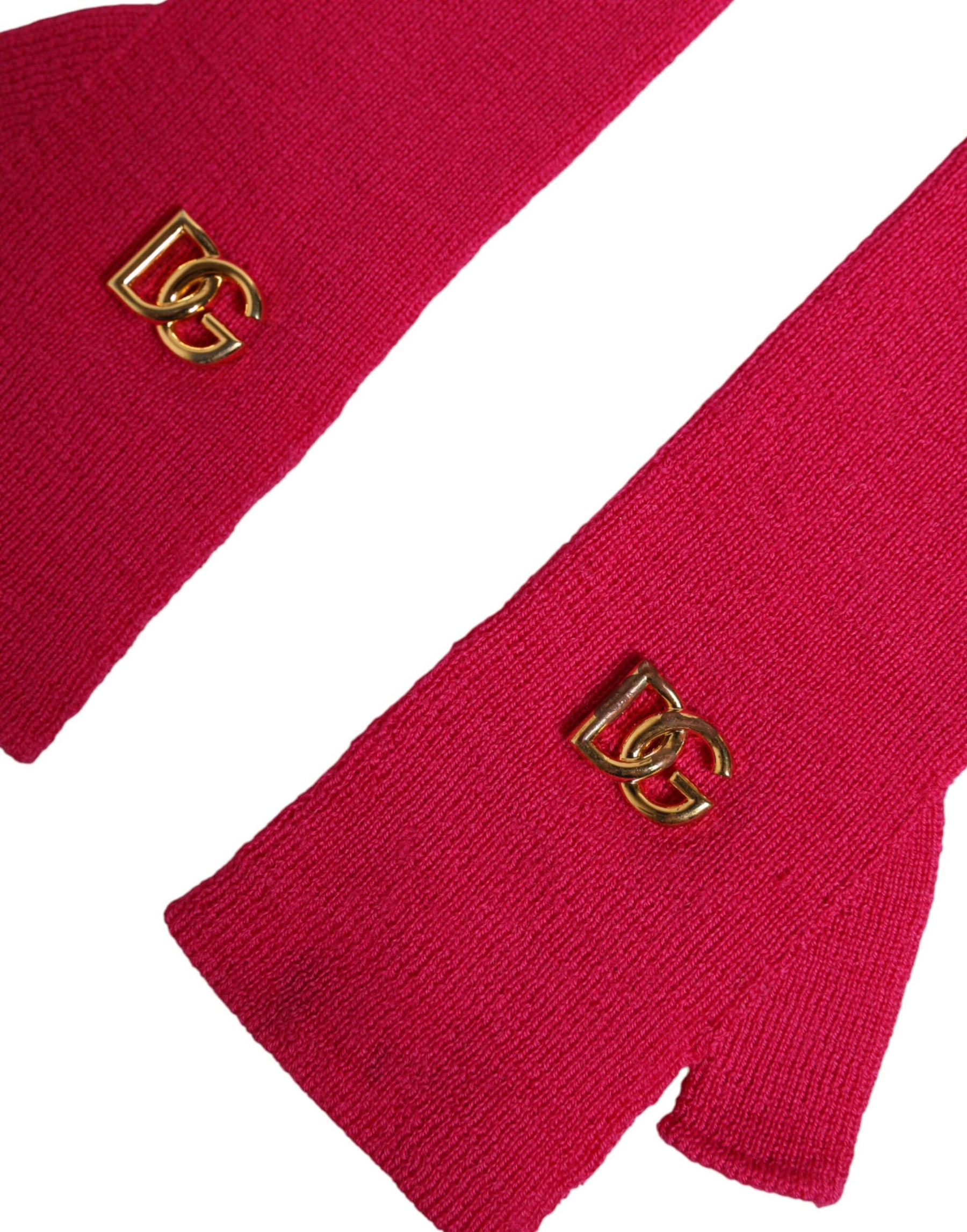 Dolce & Gabbana Pink Wool Fingerless Elbow Length Mitten Gloves | Regal Royce