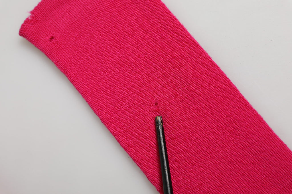 Dolce & Gabbana Pink Wool Fingerless Elbow Length Mitten Gloves